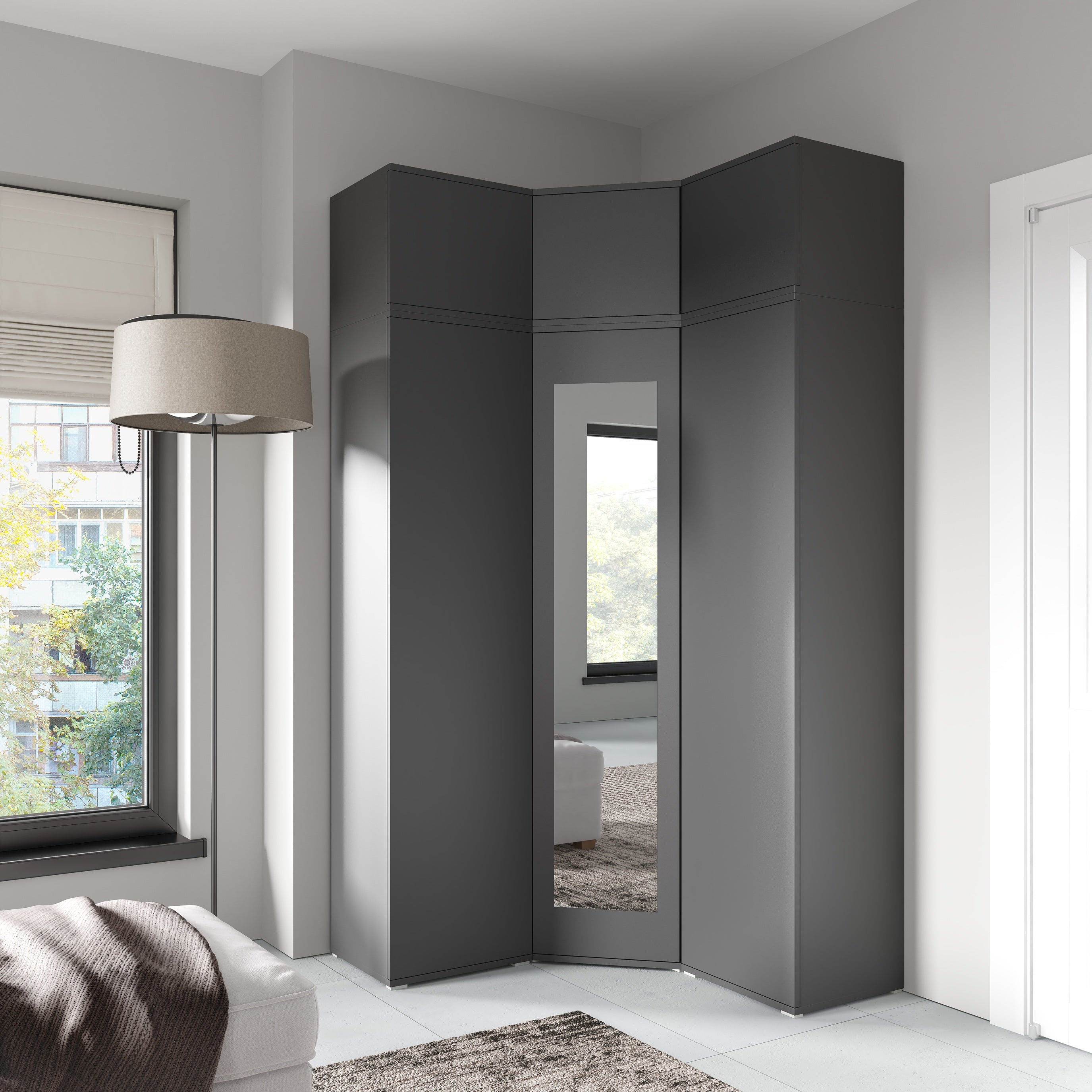 PK Emi 41 Flurschrank Weiß/Sonoma-Eiche/Graphit/Aristan-Eiche-Schwarz