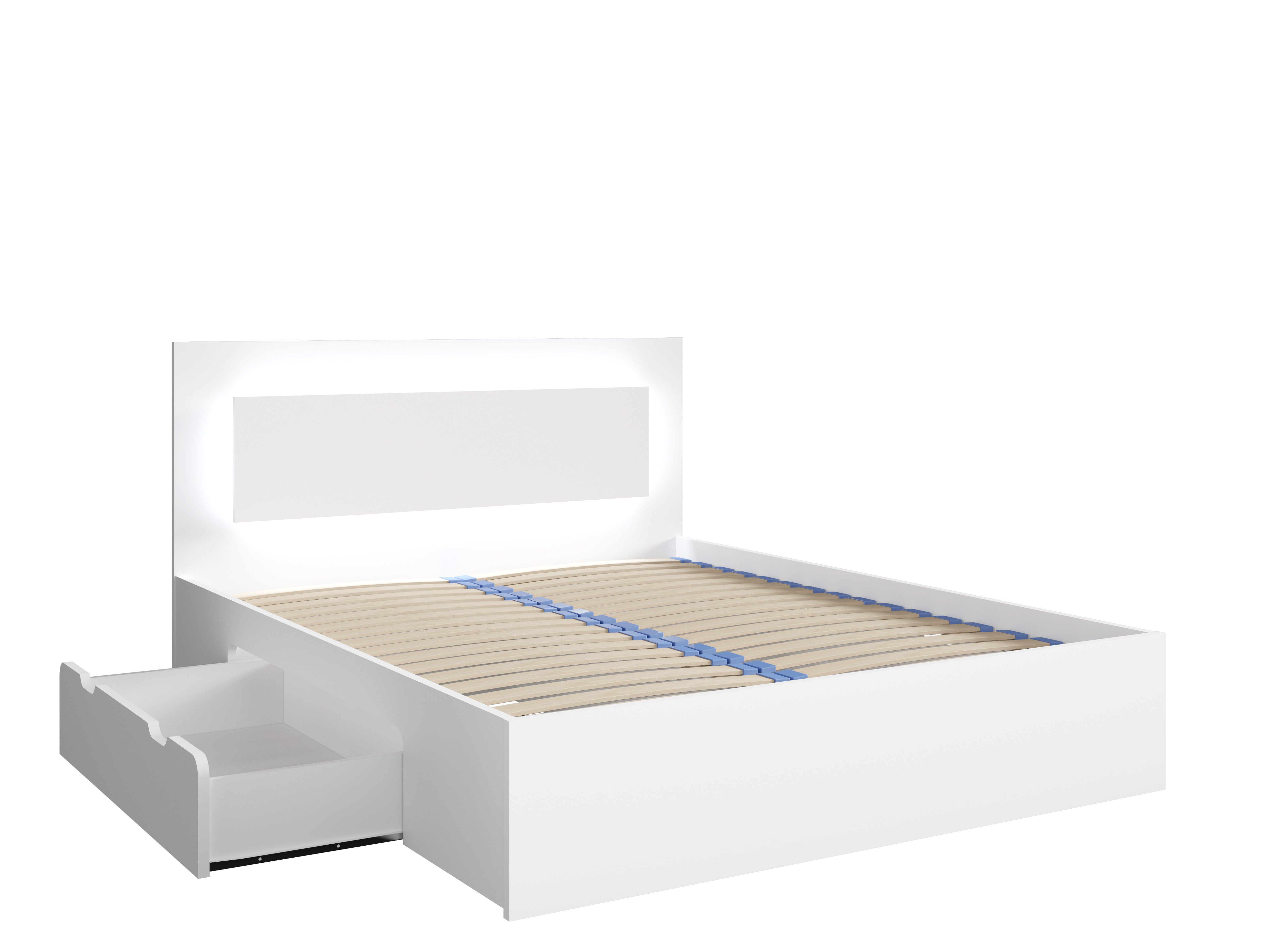 MO Fino Bed with Drawer – White