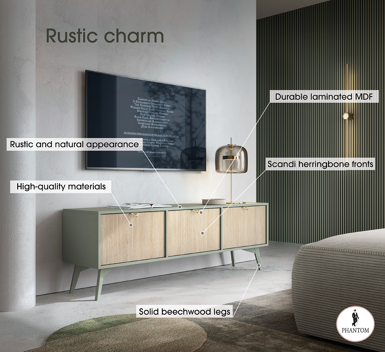 Forest TV-Ständer - Rustikaler Charme Sandbeige