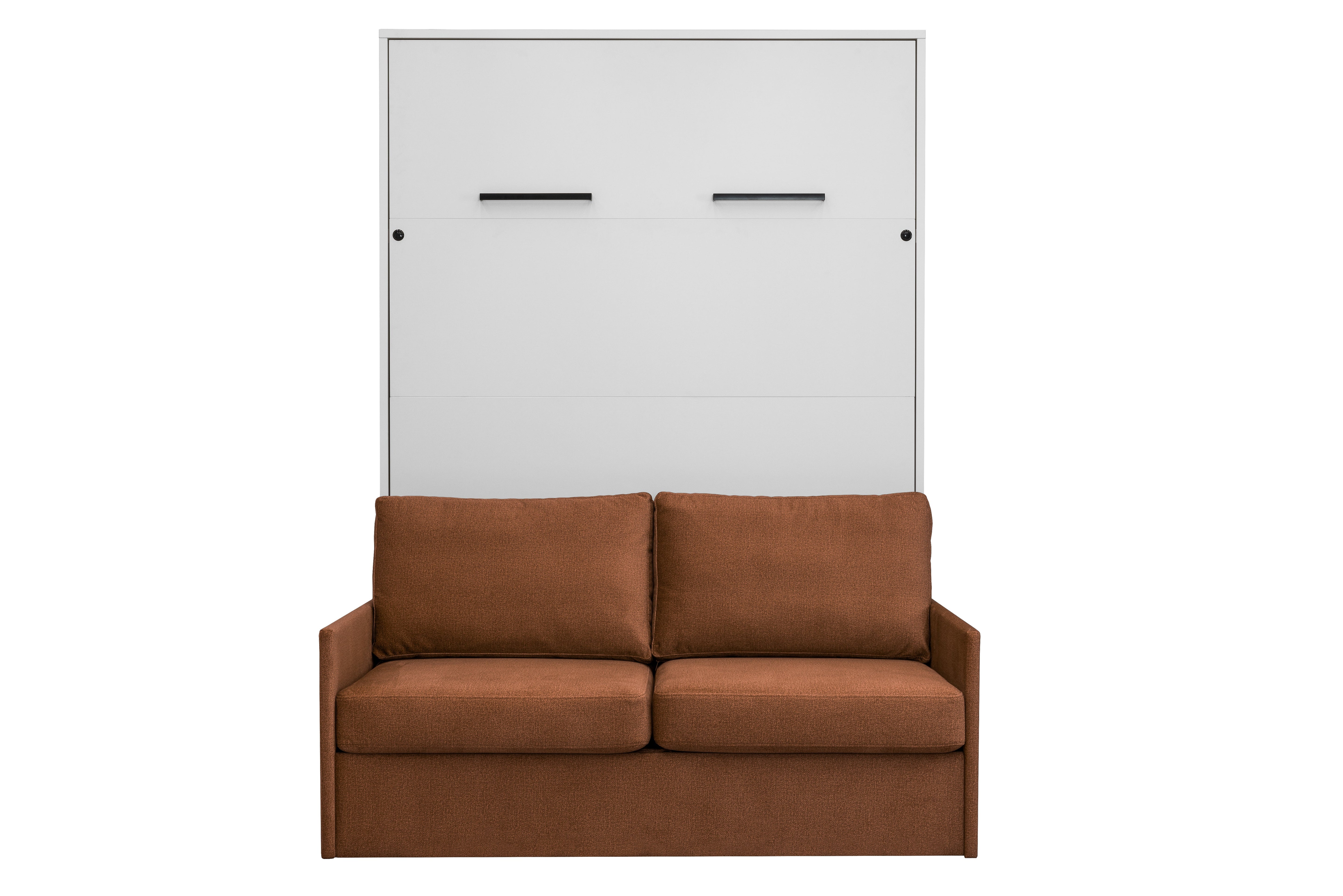 Genius Schrankbett mit Sofa Hochglanz Weiß – für 140x200 cm Matratze