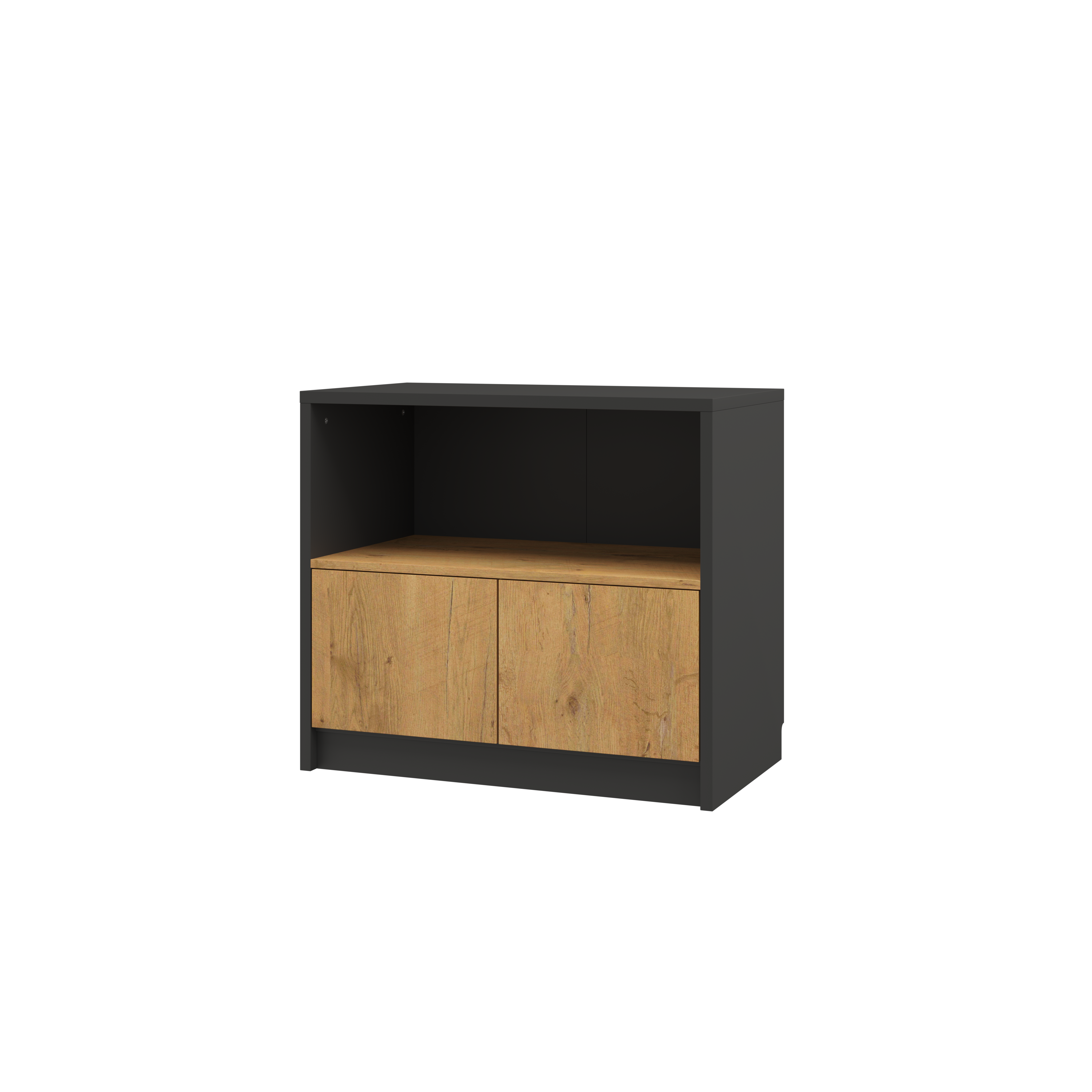 Anpassbares Genius Wandbett-Möbelset 160 x 200 cm Schwarze Lancelot-Eiche, LED-Beleuchtung