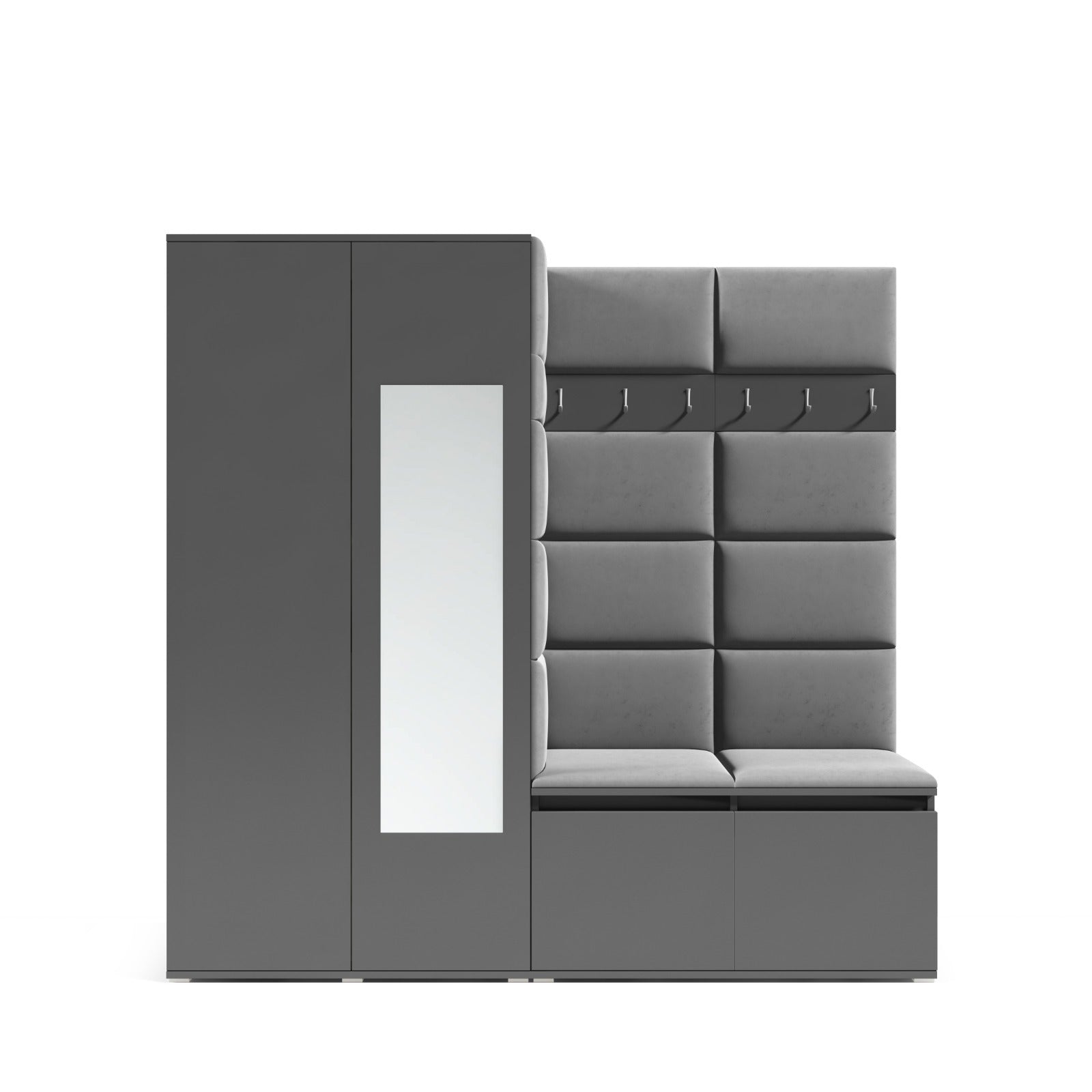 PK Emi 8 Hallway Wardrobe Graphite - Upholstered Panels in Various Colours
