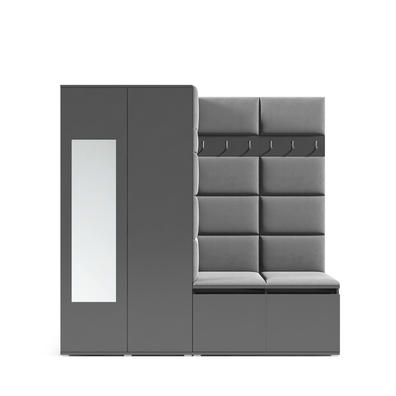 PK Emi 8 Hallway Wardrobe Graphite - Upholstered Panels in Various Colours
