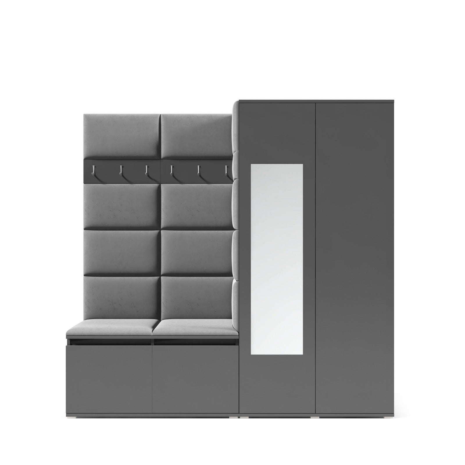 PK Emi 8 Flurgarderobe Artisan Eiche/Schwarz - Polsterpaneele in verschiedenen Farben