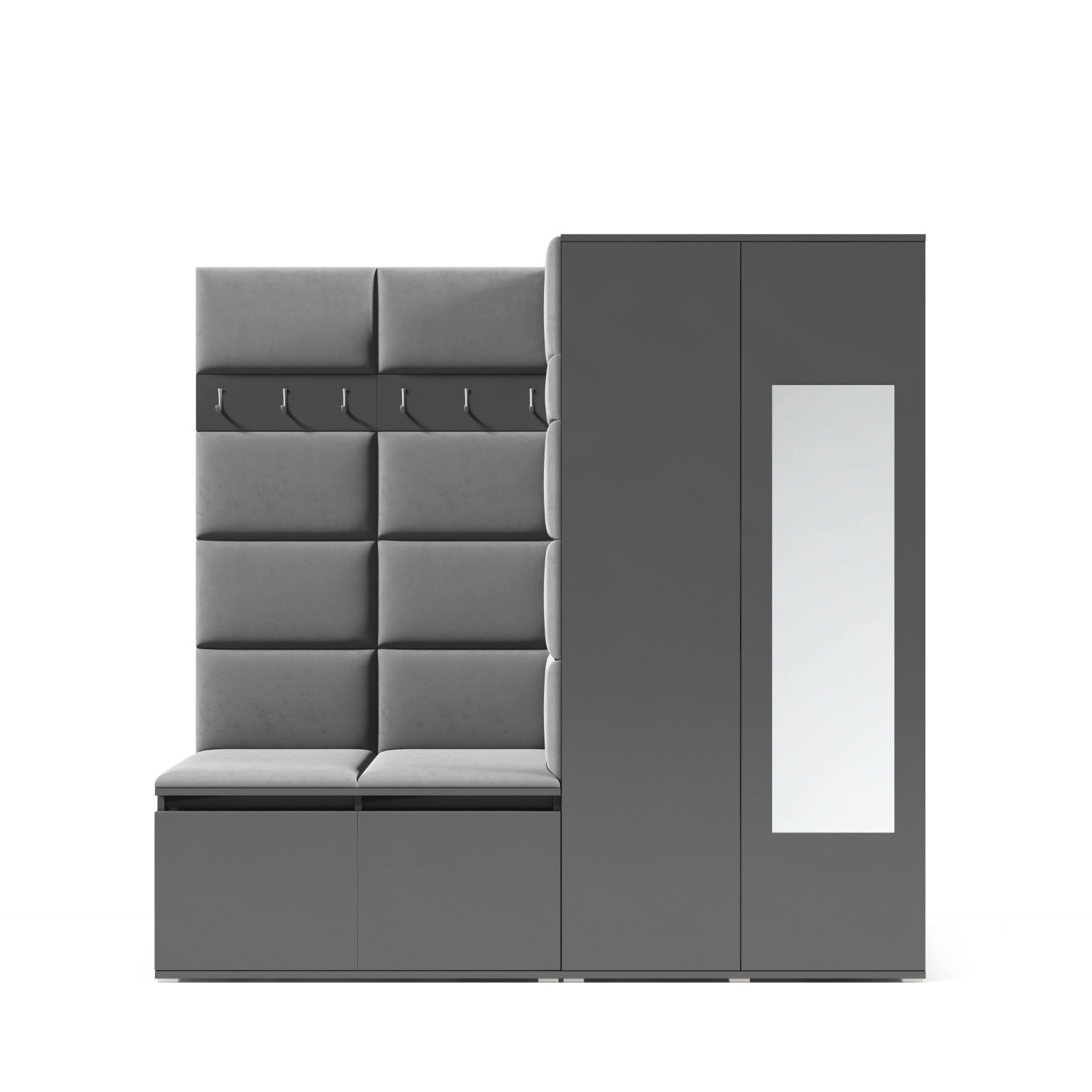 PK Emi 8 Flurgarderobe Artisan Eiche/Schwarz - Polsterpaneele in verschiedenen Farben