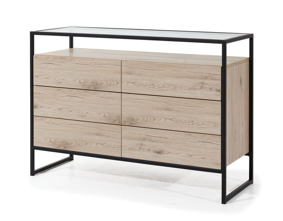 NE Glass Loft Chest of Drawers 120 cm – 6 Drawers with Glass Top