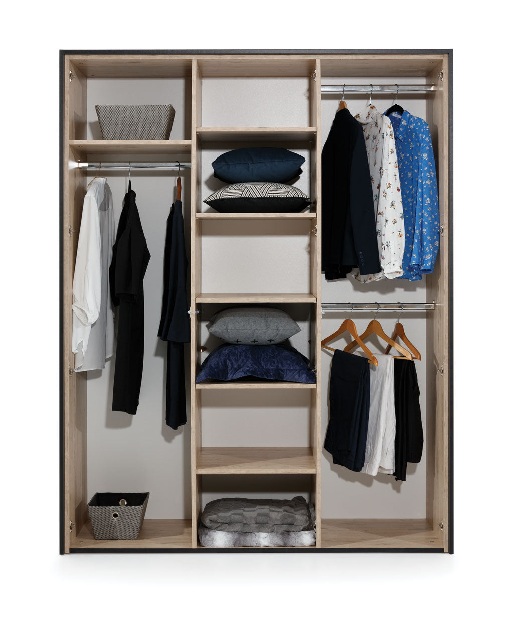 NE Glass Loft 3-Door Wardrobe with Mirror – 161 cm