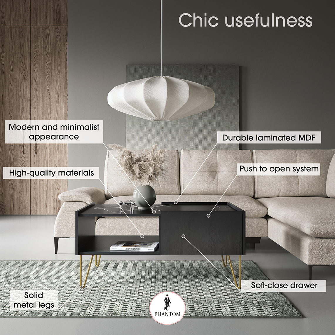 Harmony Coffee Table - Coffee table with One Drawer