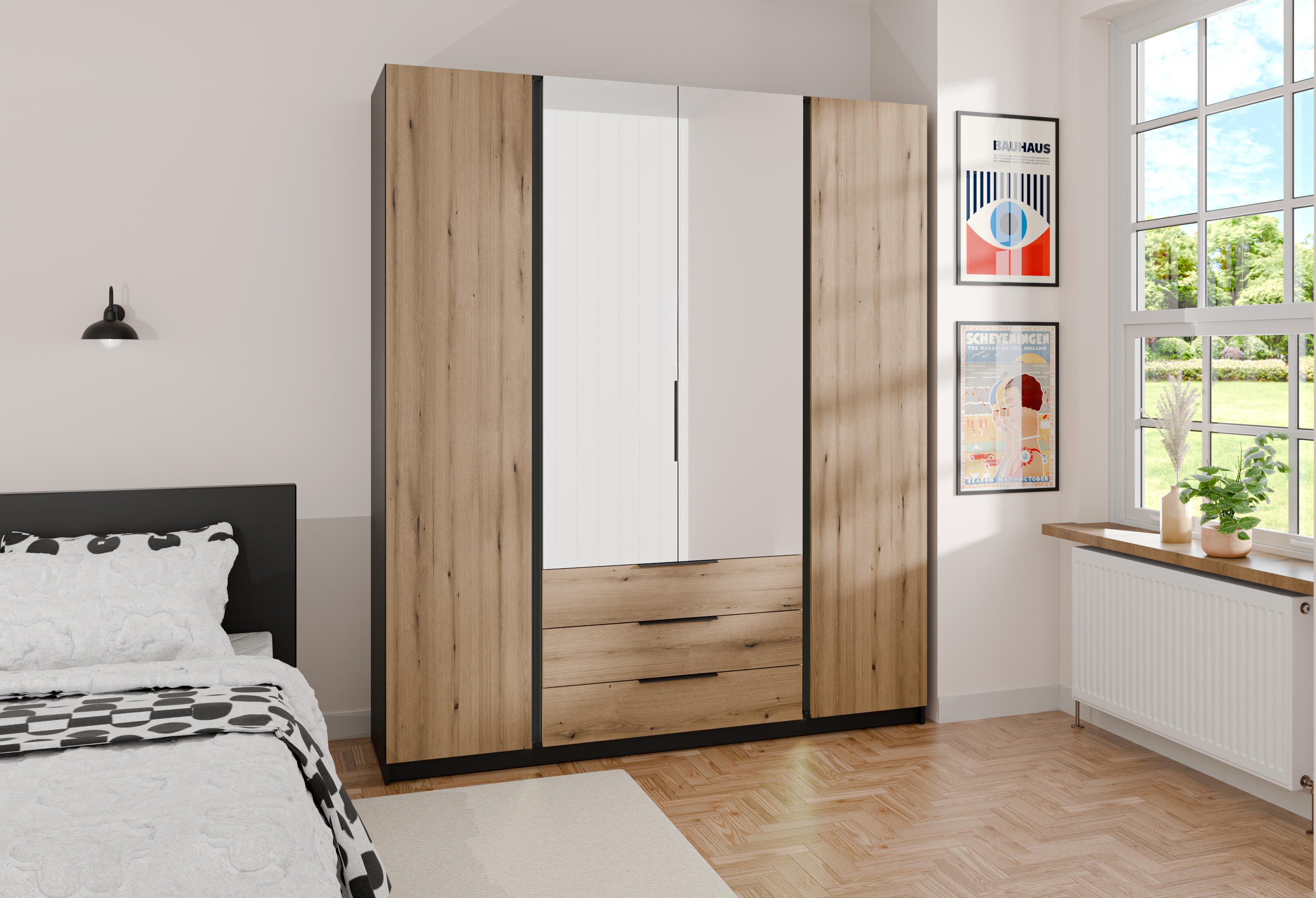 LE KAJA BL/EV 2F 2 3S Kleiderschrank mit Spiegel
