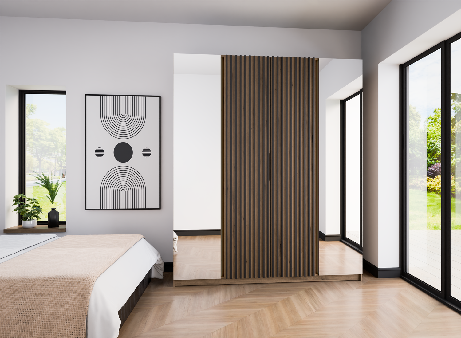 LE KAJA EV/EV-BL 2 2LAM Wardrobe with Mirror