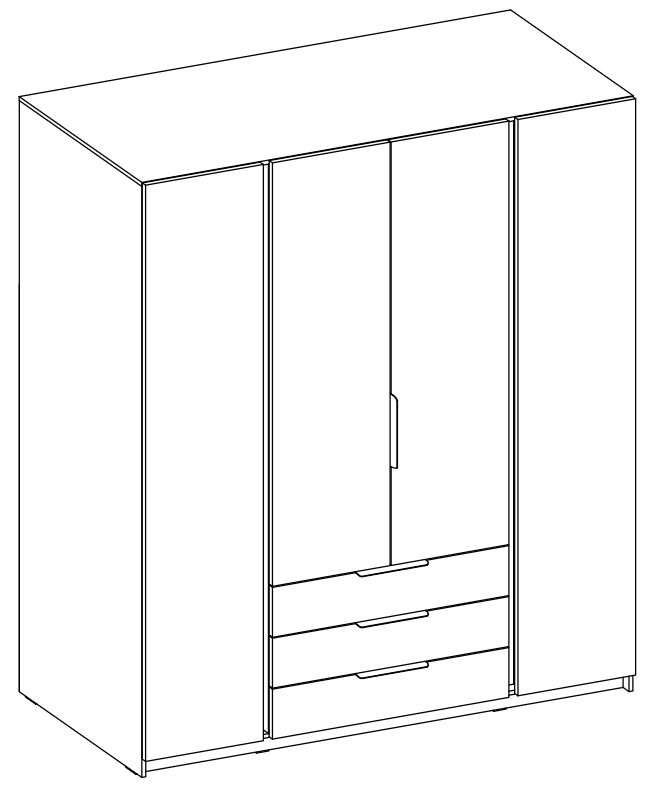 LE KAJA BL/BL 2F 2 3S Kleiderschrank mit Spiegel