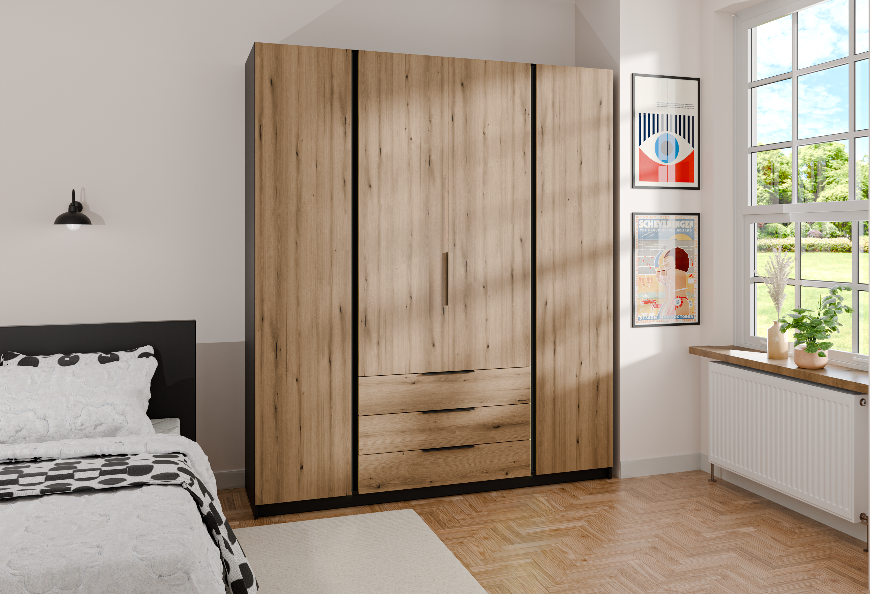 LE KAJA BL/EV 4F 3S Kleiderschrank