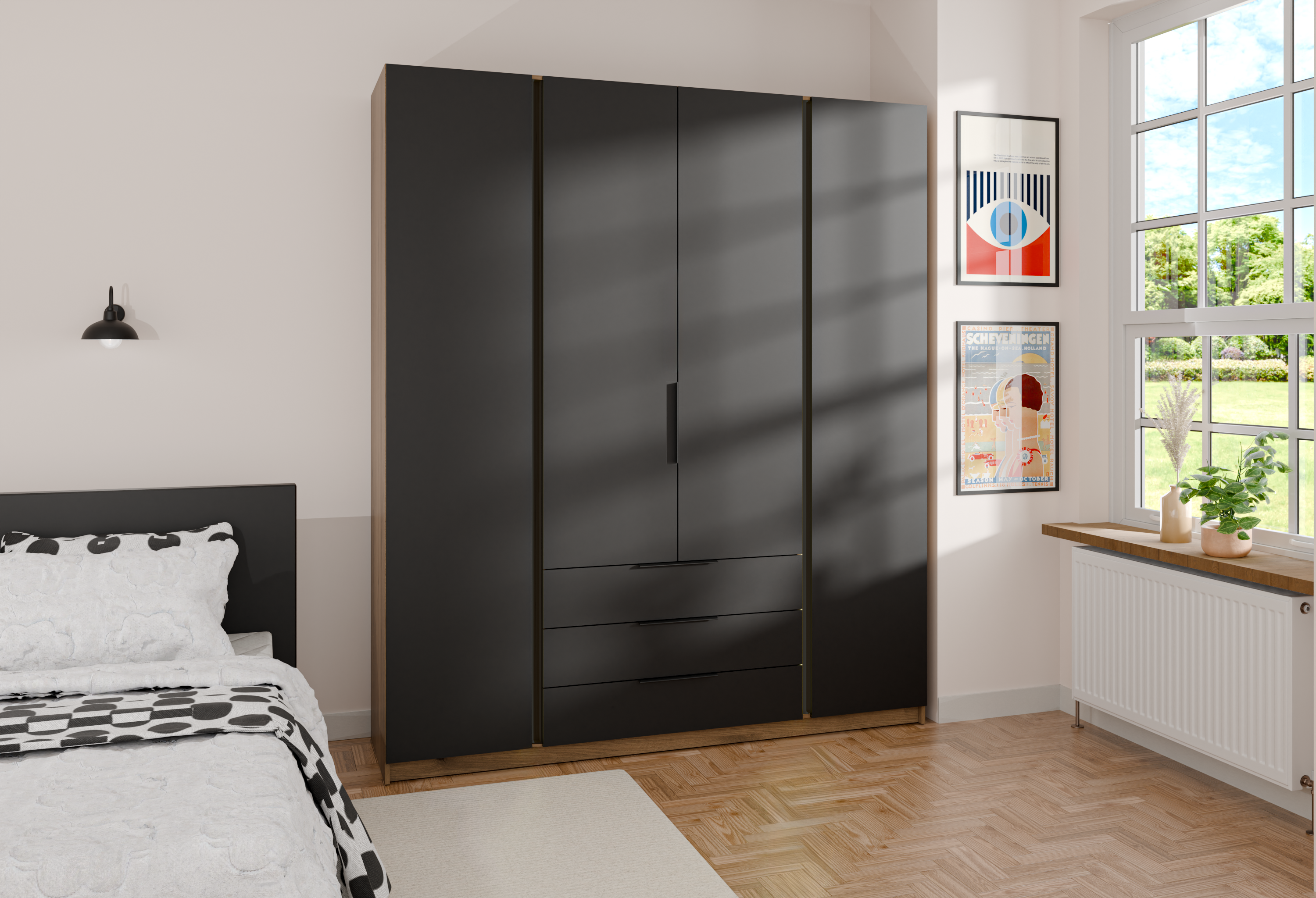 LE KAJA EV/BL 4F 3S Kleiderschrank