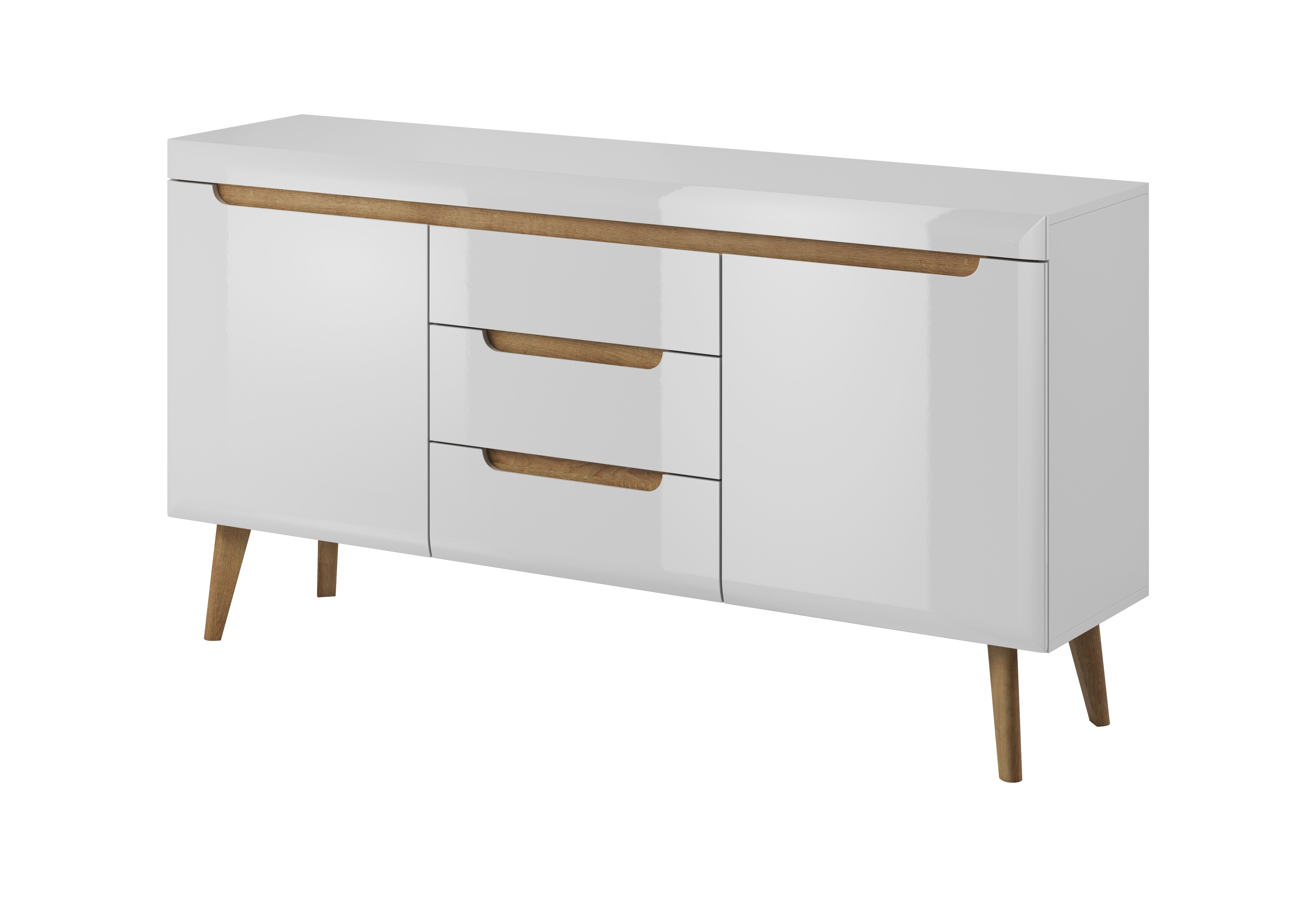 Nordi Chest of Drawers White - Scandic Style whit Two Push to Open System Doors and Three Drawers