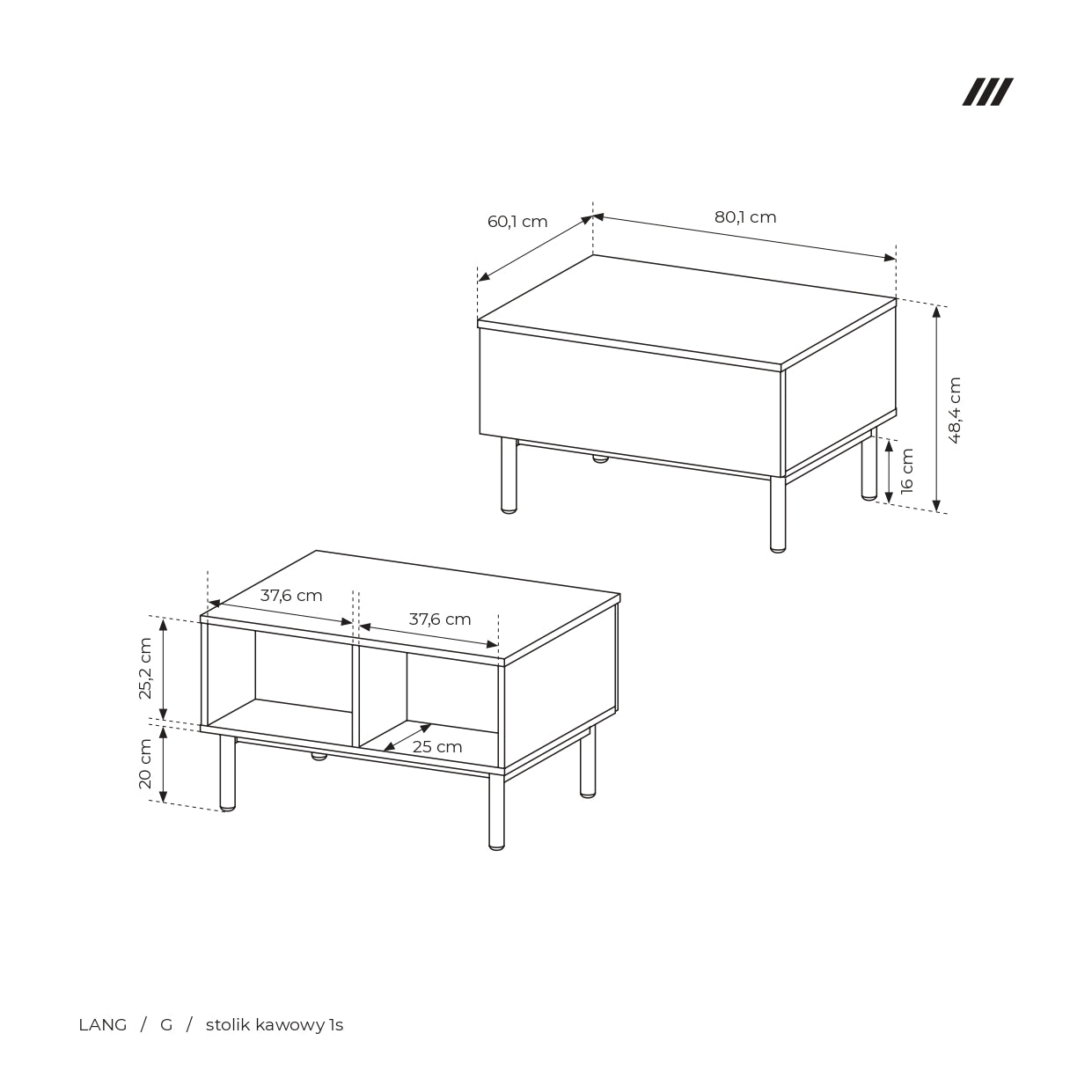 Lask Lang Couchtisch mit Schublade
