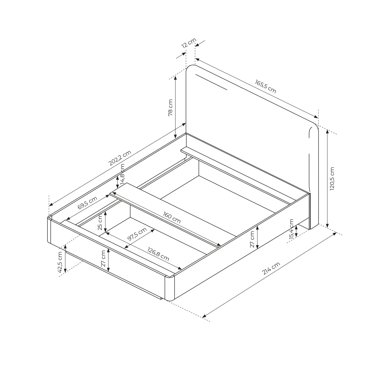 Lask Lante – Bed with Storage 160 x 200 cm