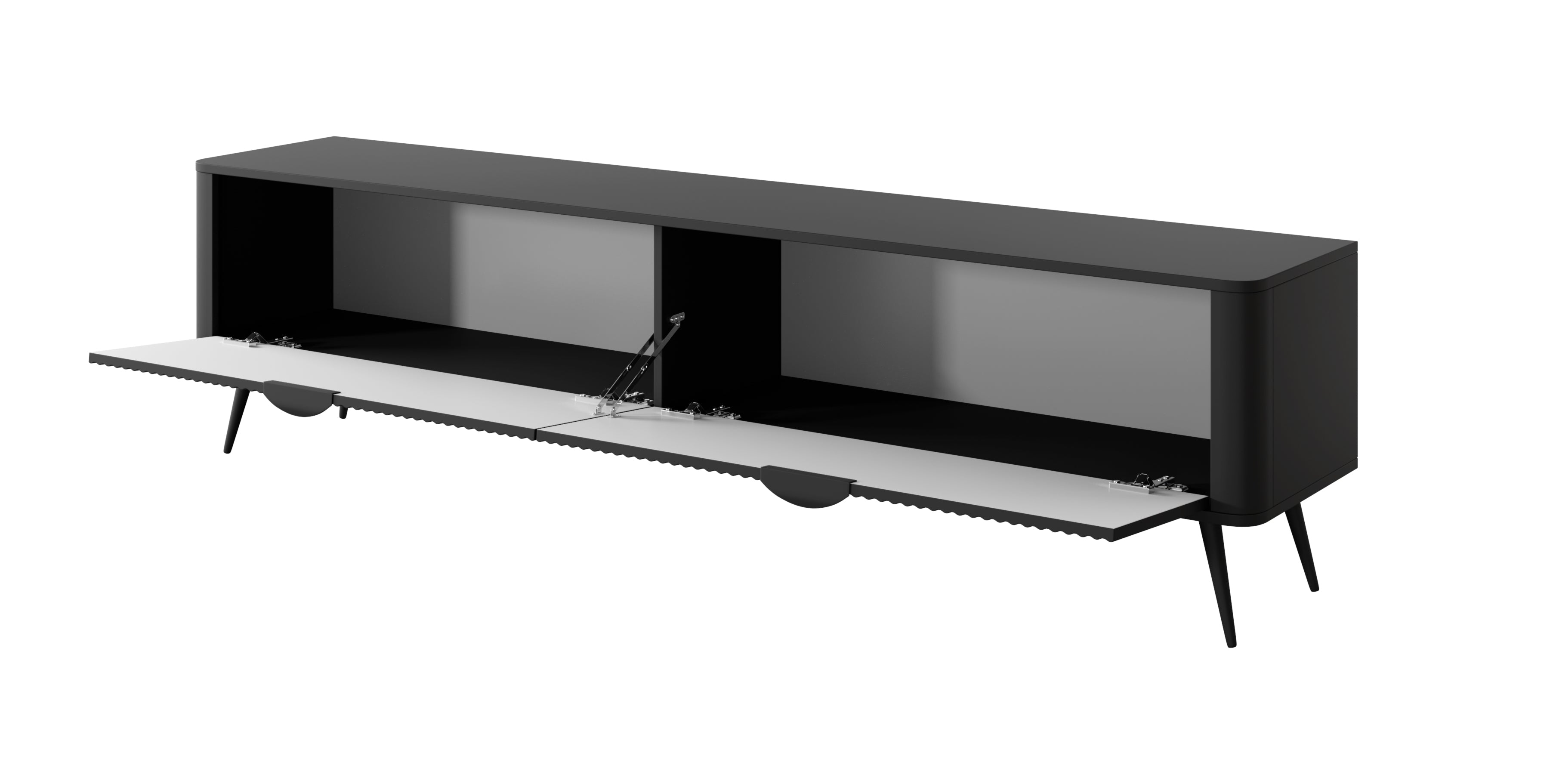 Lask Lante – TV-Schrank 200 cm mit 2 Türen, Schwarz (200 × 51,2 × 38 cm)