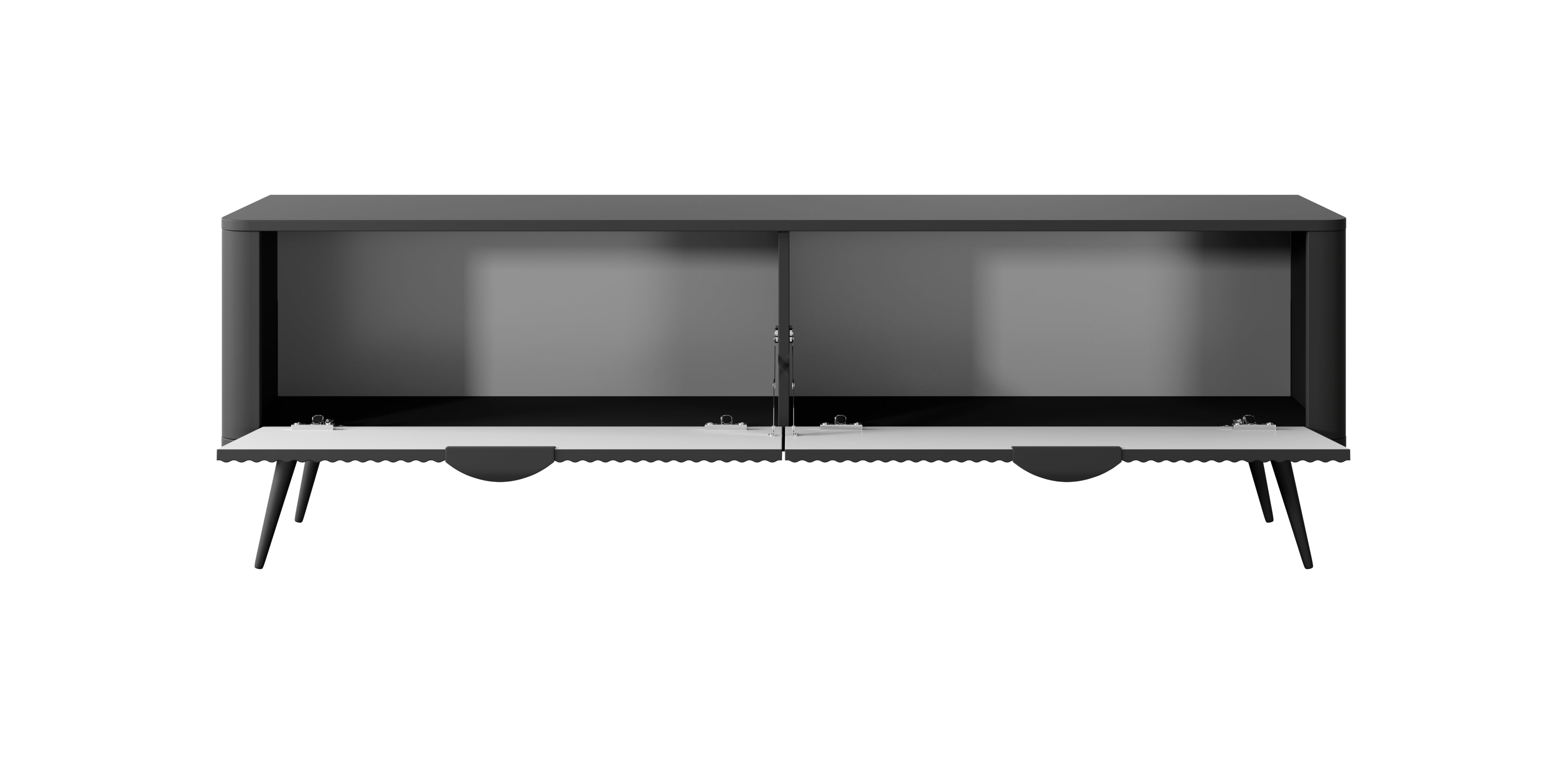 Lask Lante – TV-Schrank 163 cm mit 2 Türen, Schwarz (163,2 × 51,2 × 38 cm)