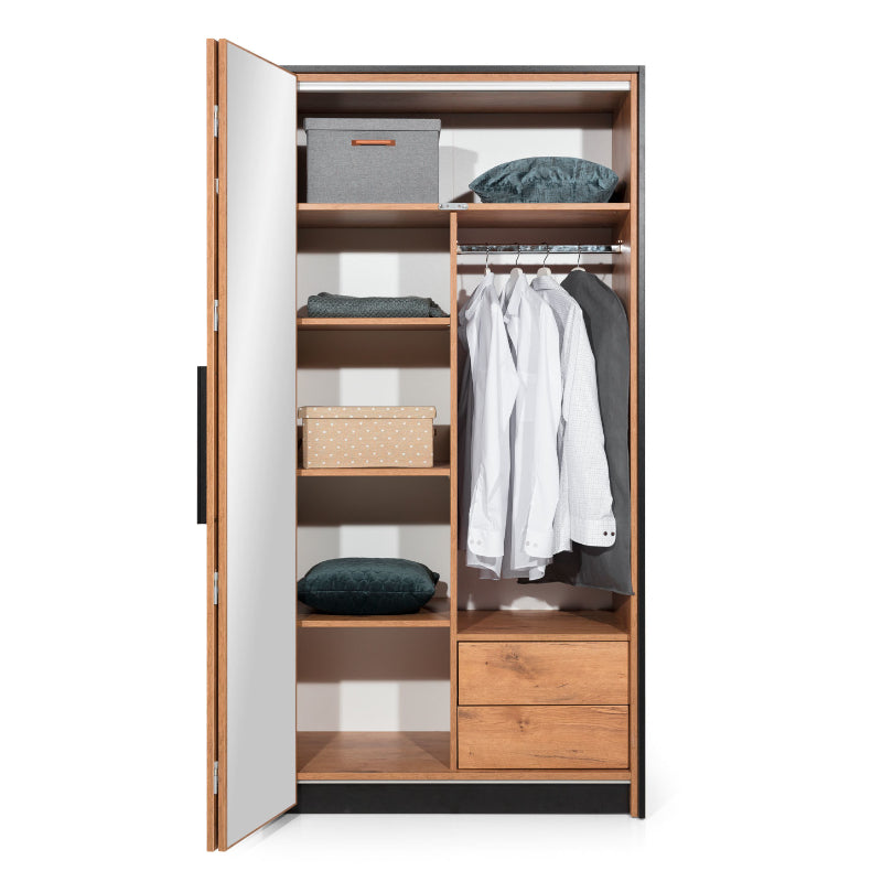 NE Loft 2-Door Wardrobe with Mirror – 104 cm