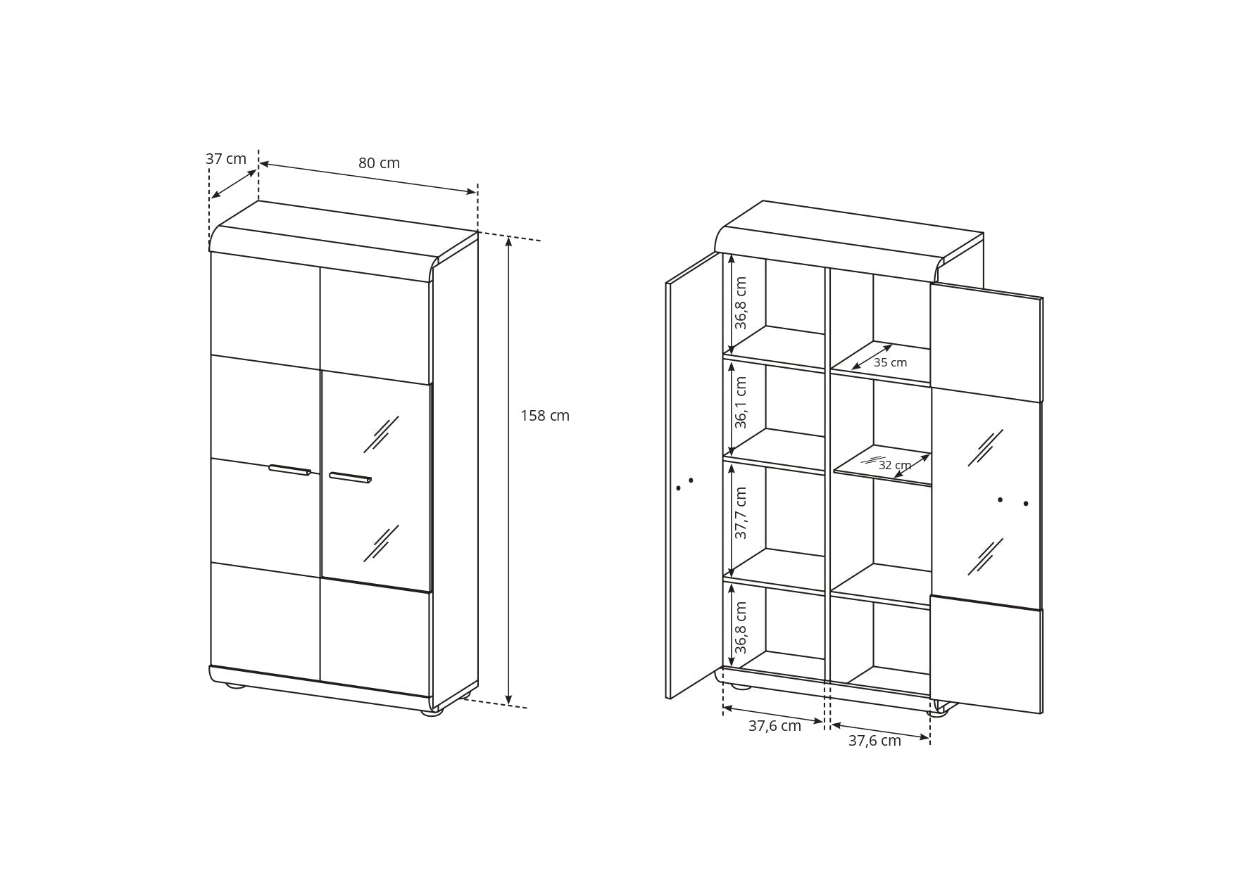 Lask Link – Low Display Cabinet 80 cm