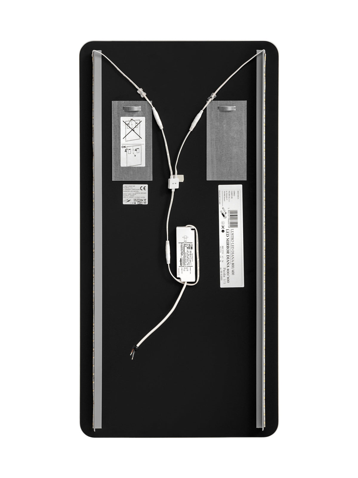 Diana – Frameless LED Bathroom Mirror, 40 × 80 cm