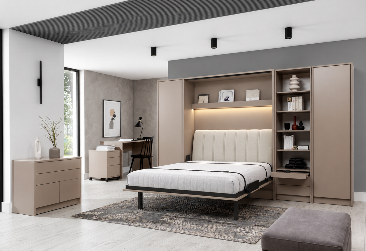 Customizable Genius COMFORT Murphy Bed Furniture Set 160 × 200 cm – Congo
