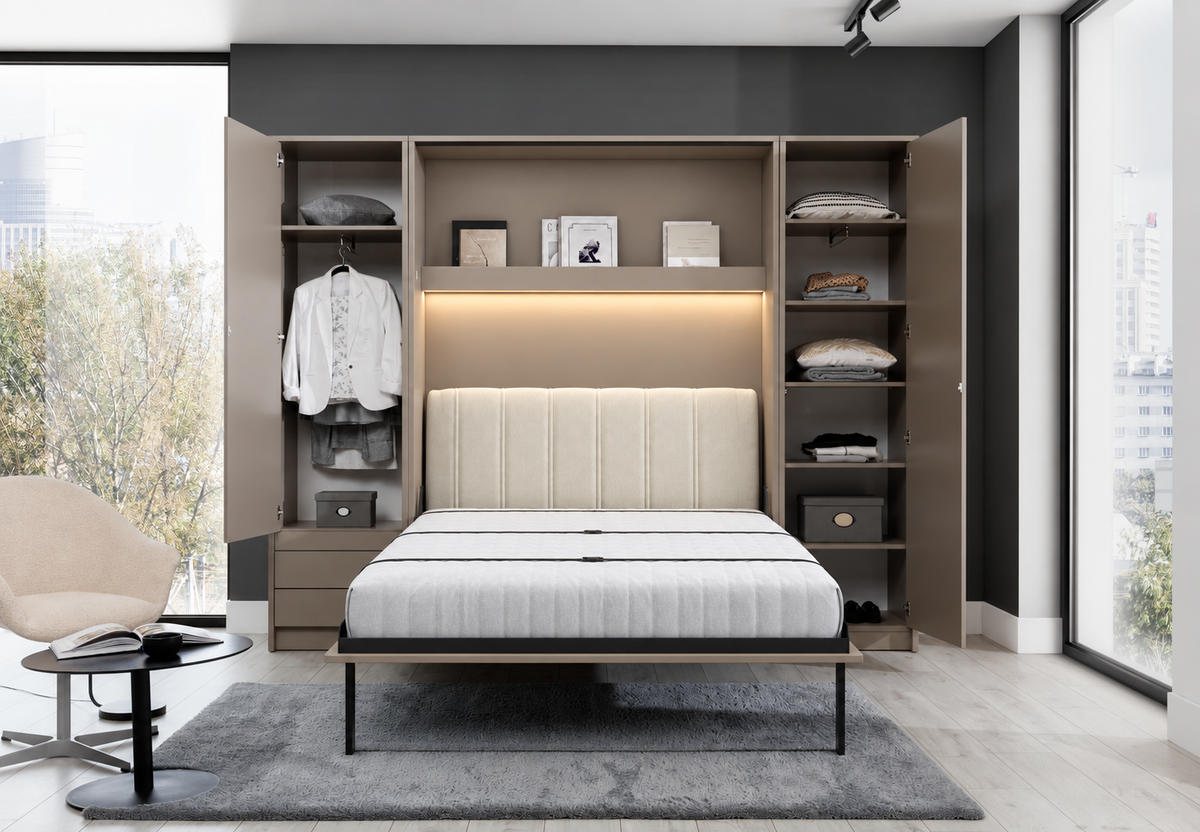 Customizable Genius COMFORT Murphy Bed Furniture Set 160 × 200 cm – Congo