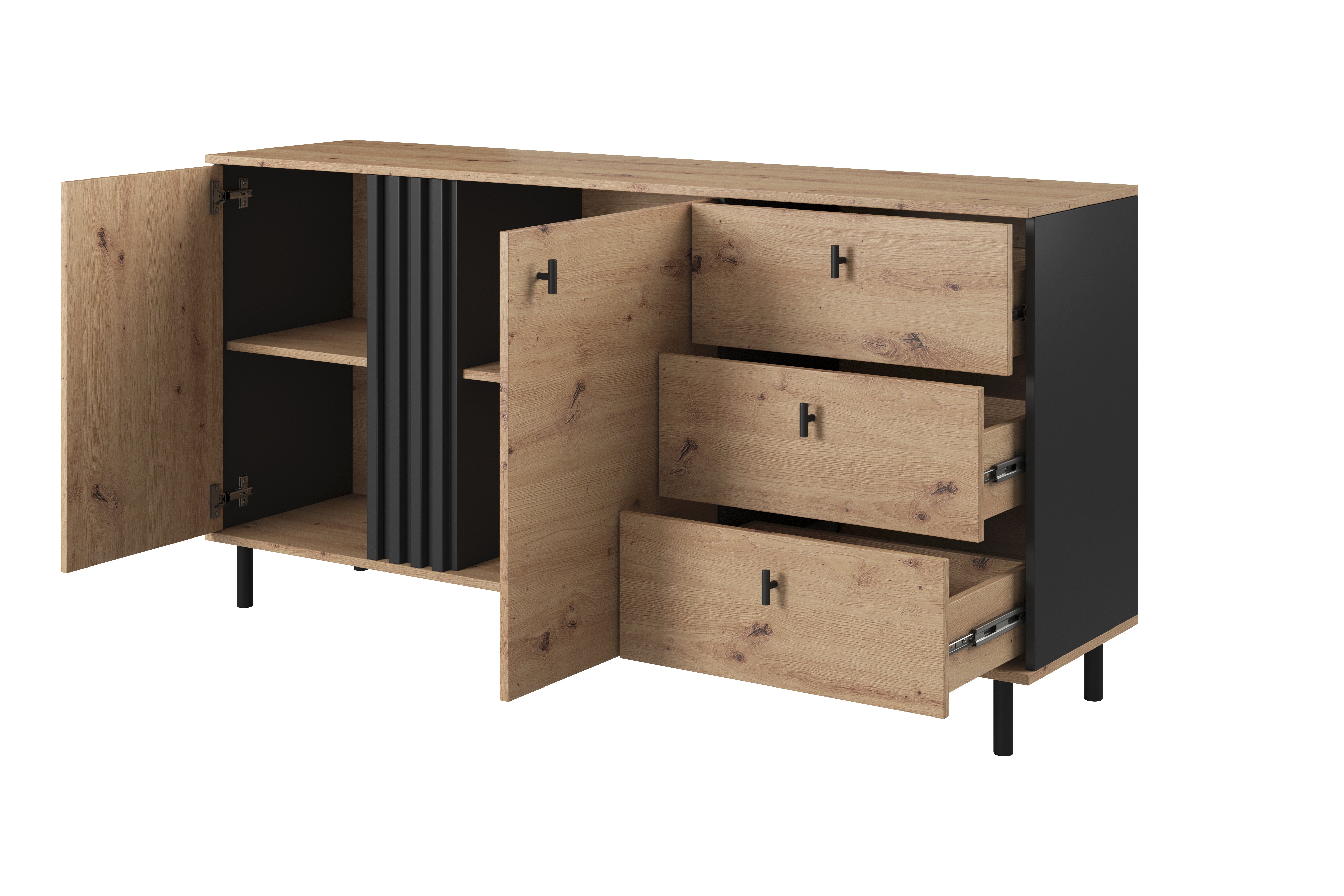 Lask Madis – Sideboard 165 cm (2 Doors, 3 Drawers)