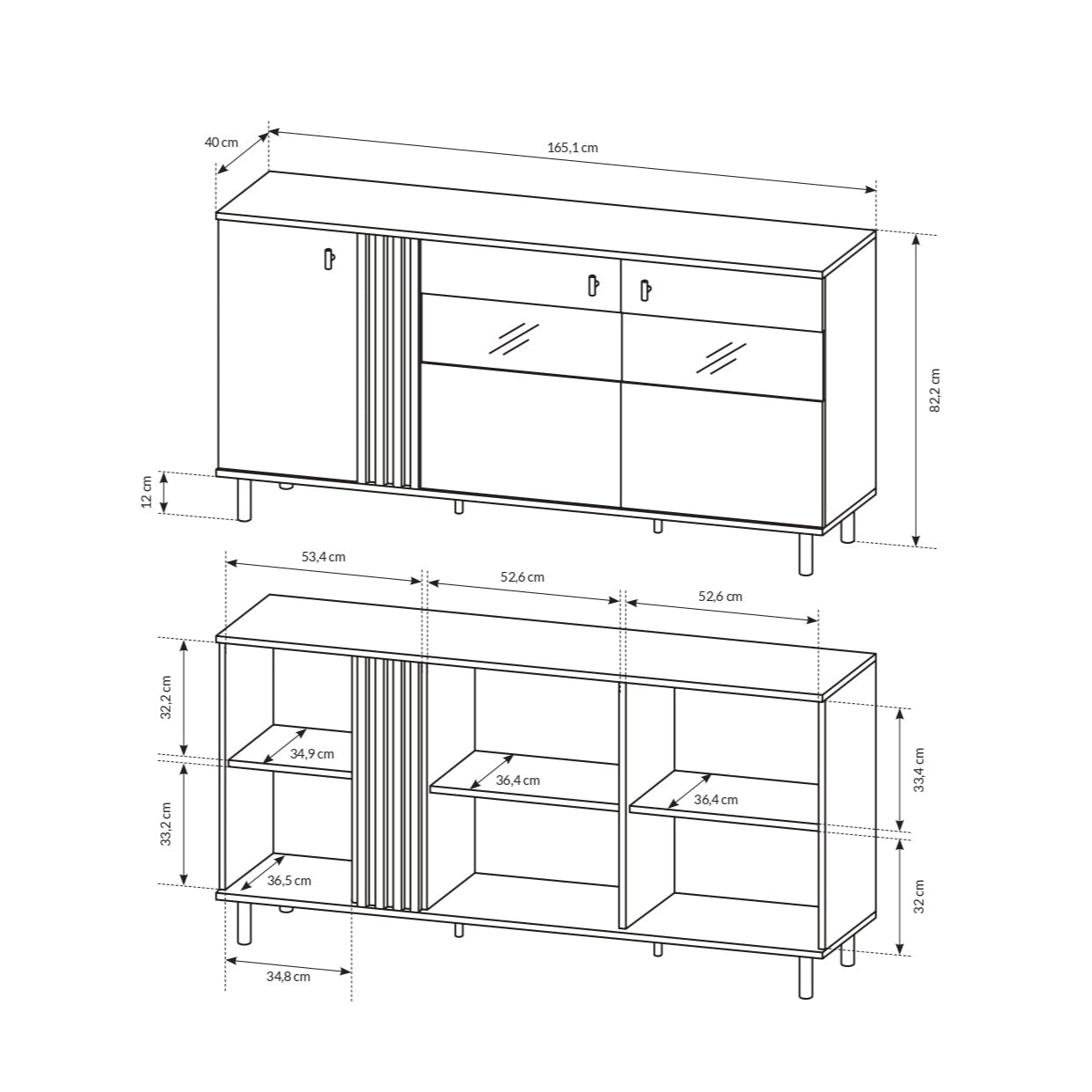 Lask Madis – Sideboard with Glass Front 165 cm