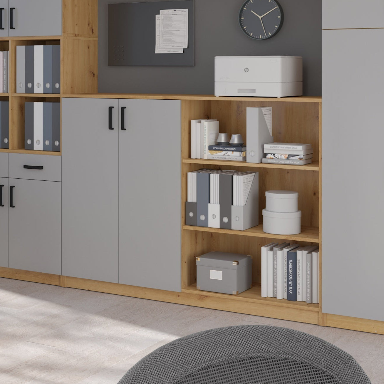 LE Malta 850 2F Sideboard in Light Grey & Artisan Oak