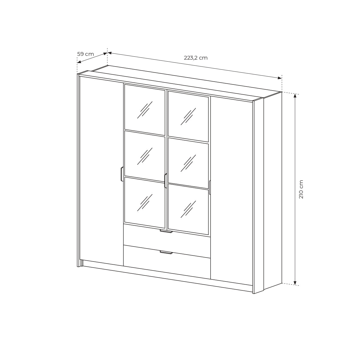 Lask Milton – 4-türiger Kleiderschrank