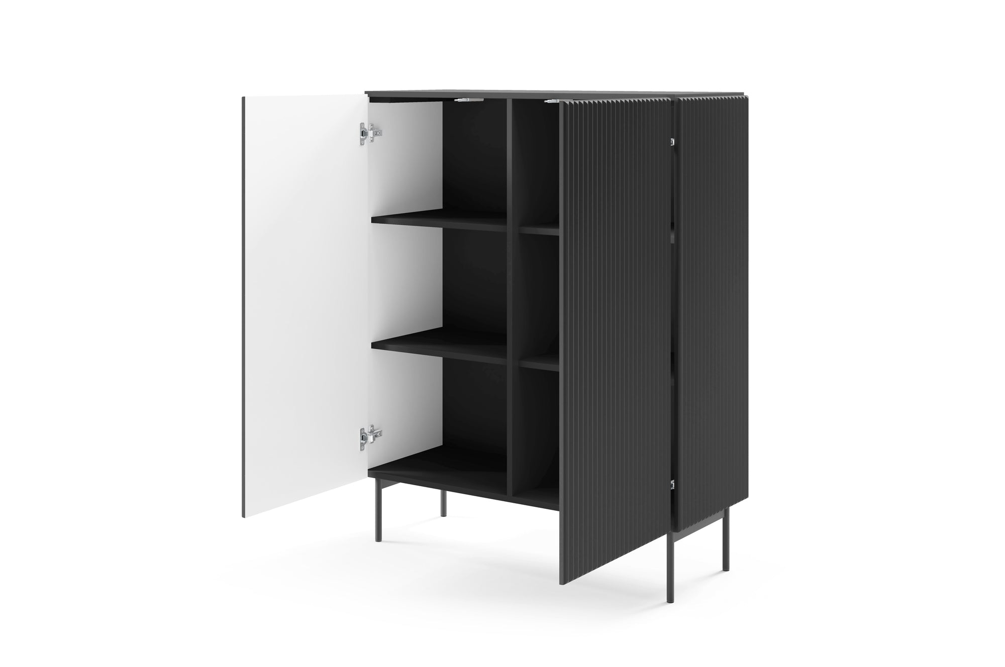 Lask Multi Black – High Sideboard 2 Doors (98.6 × 123 × 39.8 cm)