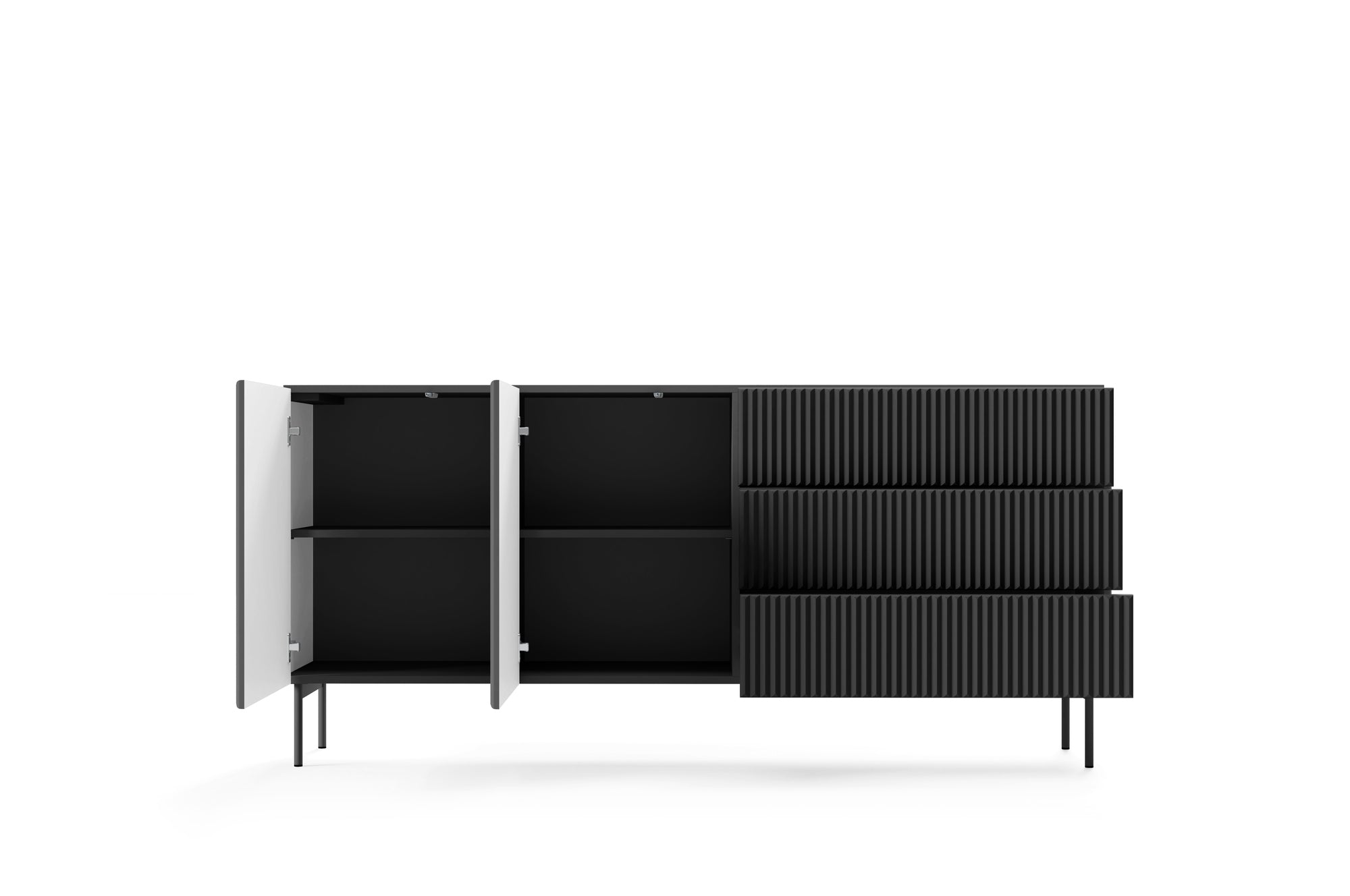 Lask Multi Black – Sideboard 177 cm with 2 Doors and 3 Drawers (177 × 81.2 × 39.8 cm)