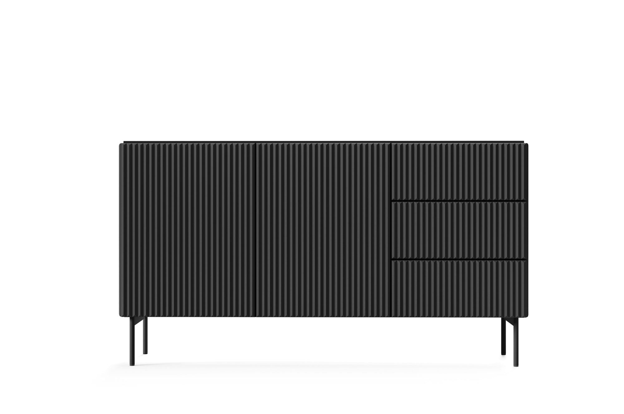 Lask Multi Black – Sideboard 147 cm with 2 Doors and 3 Drawers (147 × 81.2 × 39.8 cm)