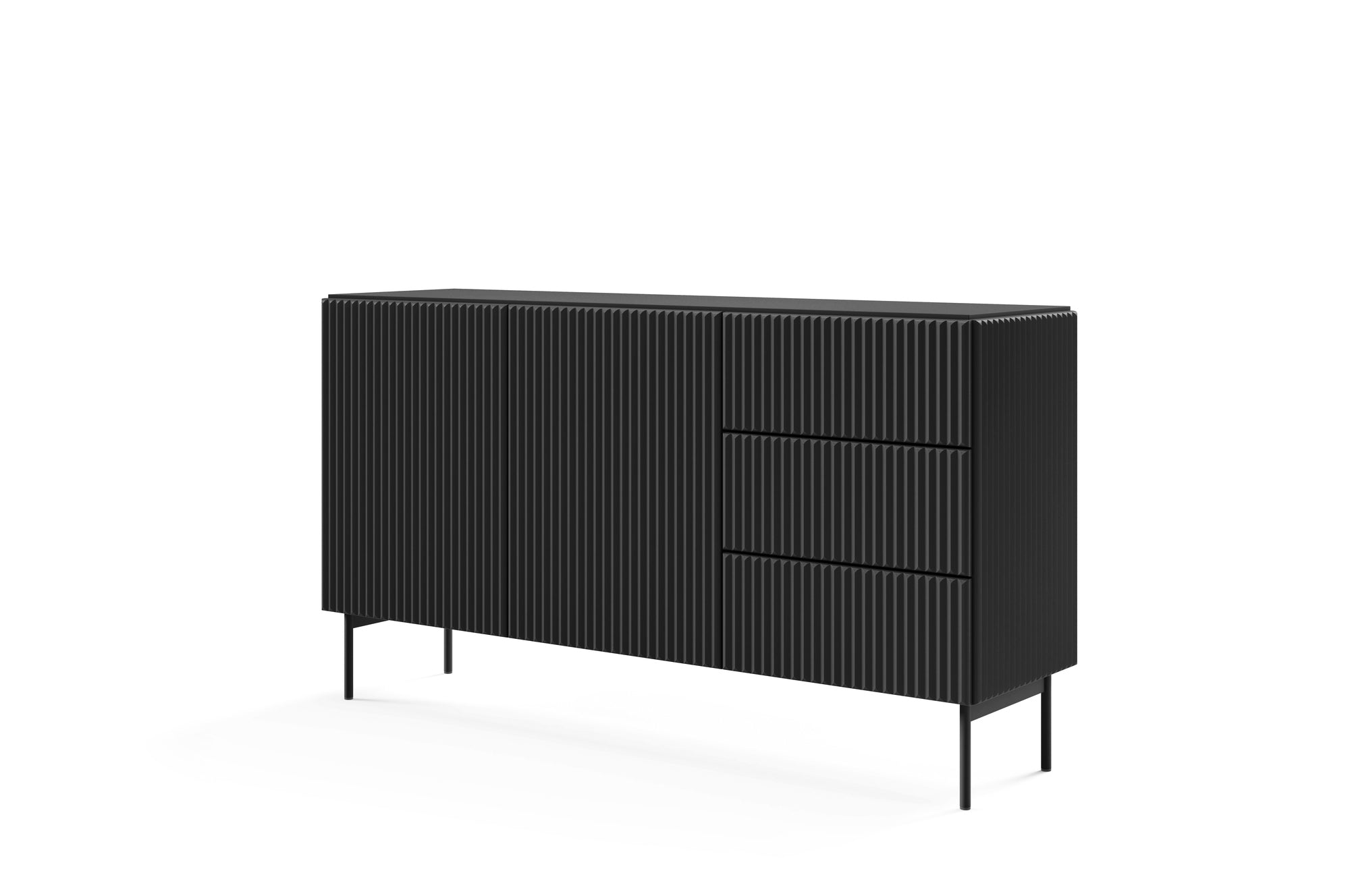 Lask Multi Black – Sideboard 147 cm with 2 Doors and 3 Drawers (147 × 81.2 × 39.8 cm)