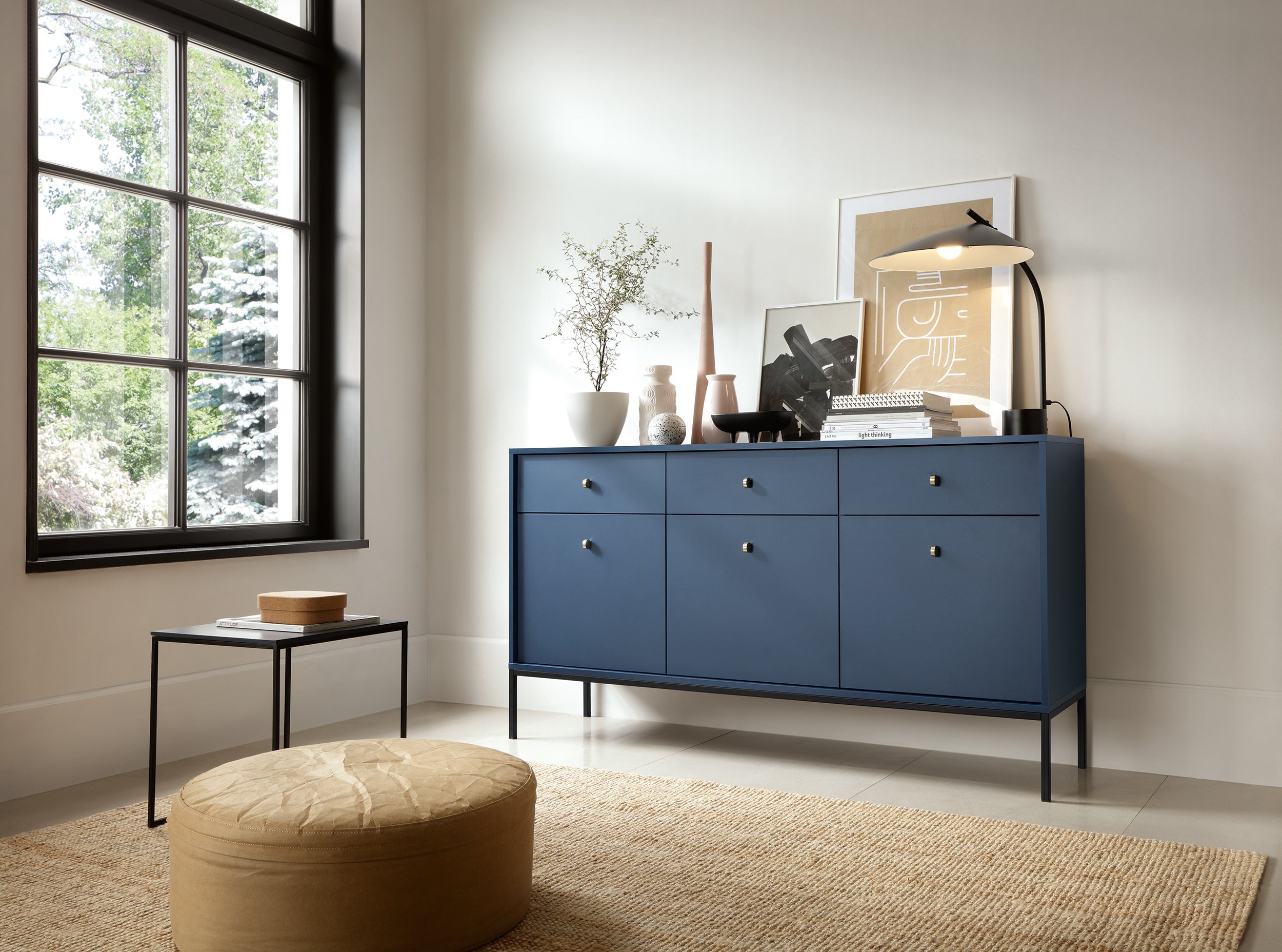 Mono-Kommode mit drei Türen mit Push-to-Open-System und drei Schubladen, Marineblau