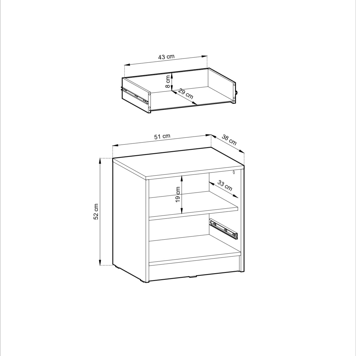 PI Nelly Bedside Table – Cashmere / Black