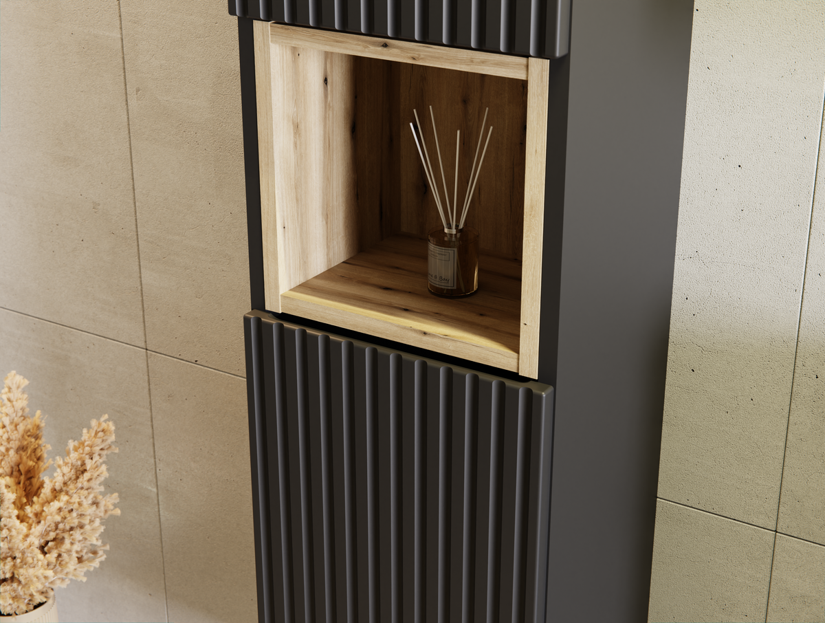 Nova Black Hochschrank 2 Türen – Schwarz Matt, 30 cm