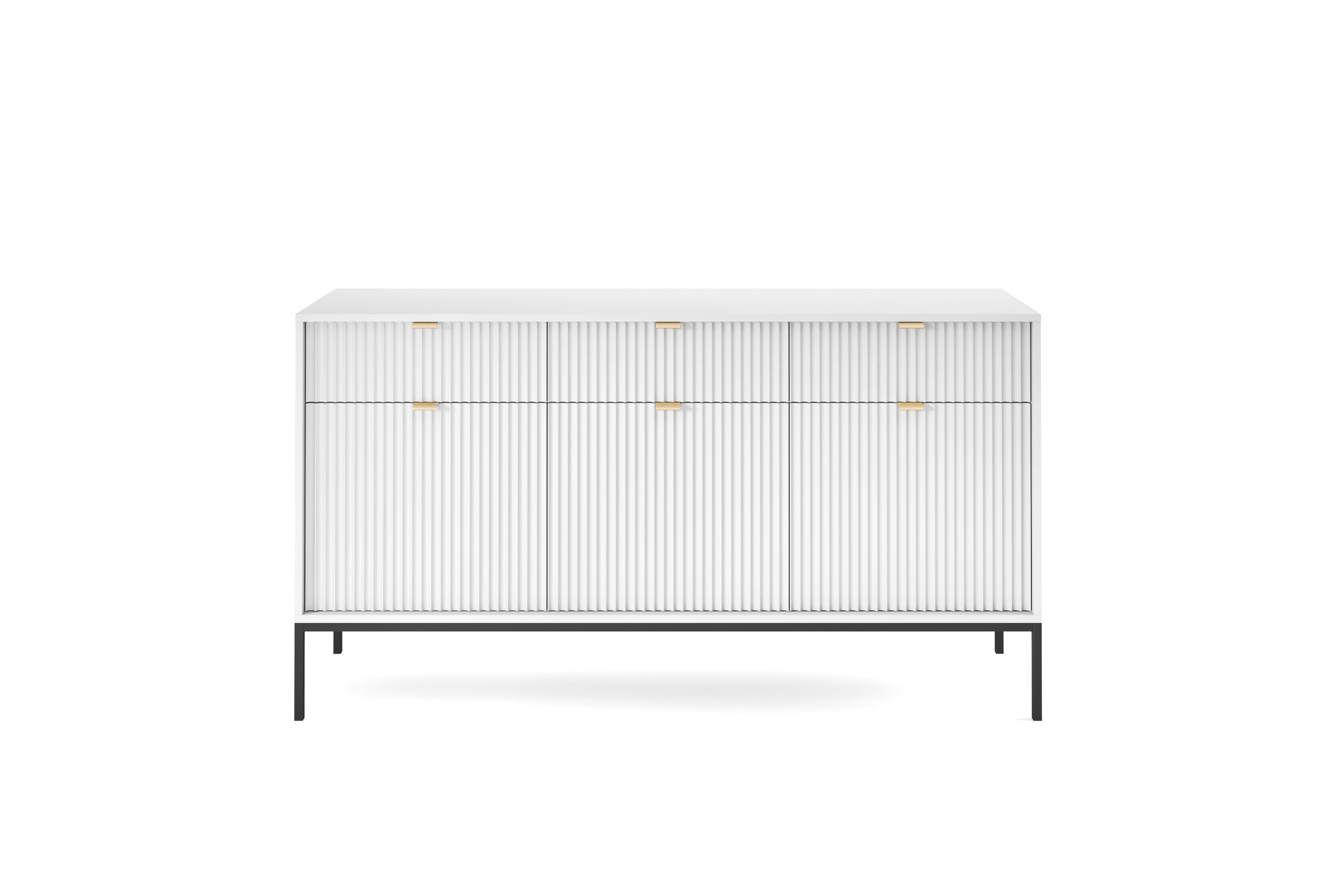 Nova Dresser White - Modern Design with Three Push to Open Door and Three Drawers