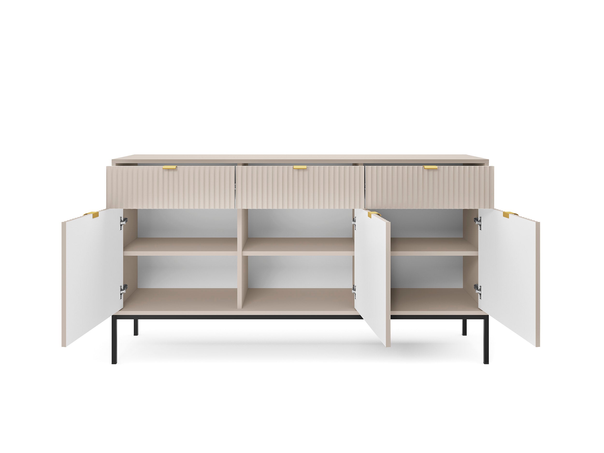 Nova Dresser Cashmere- Modern Design with Three Push to Open Door and Three Drawers
