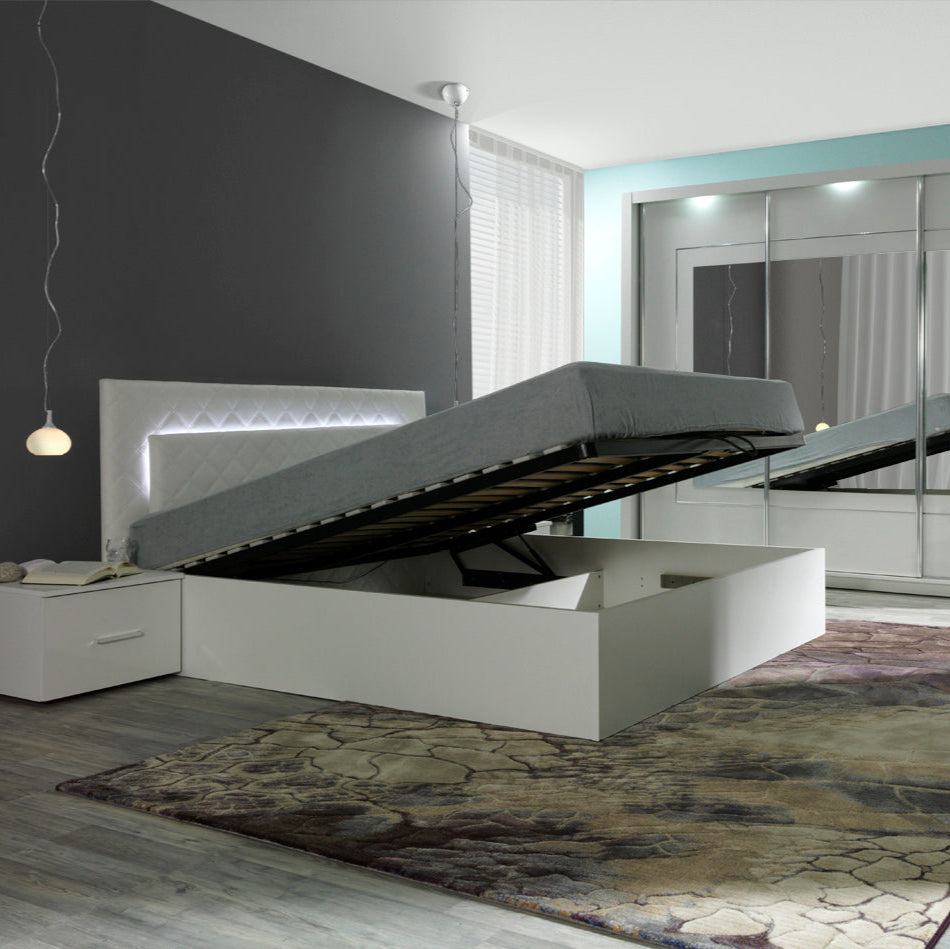 PANAREA 81 Bed – White with Storage 160 x 200 cm