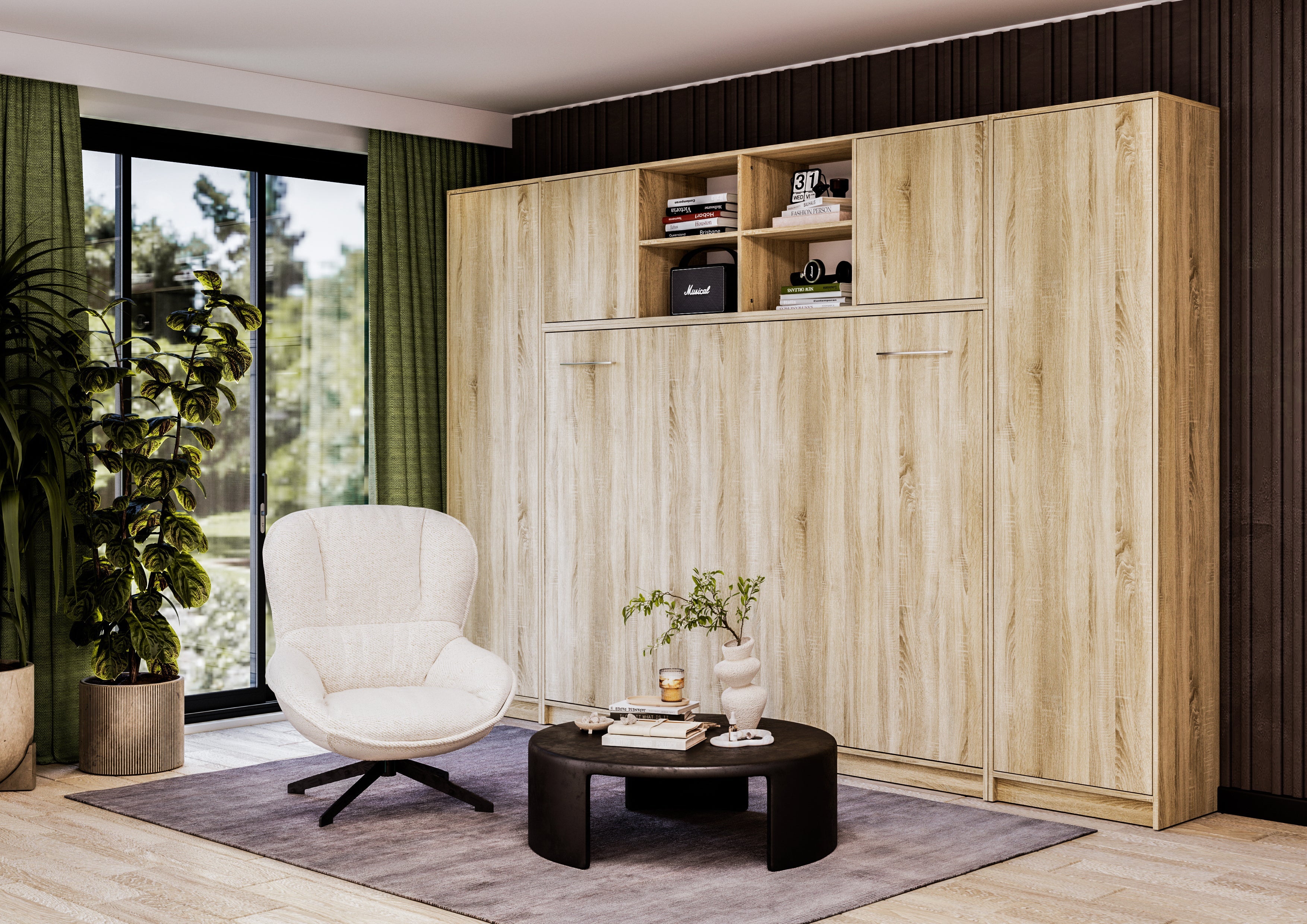 Individualisierbares Schrankbett, horizontal, Basismöbel-Set, Sonoma-Eiche, 90, 120, 140 x 200 cm