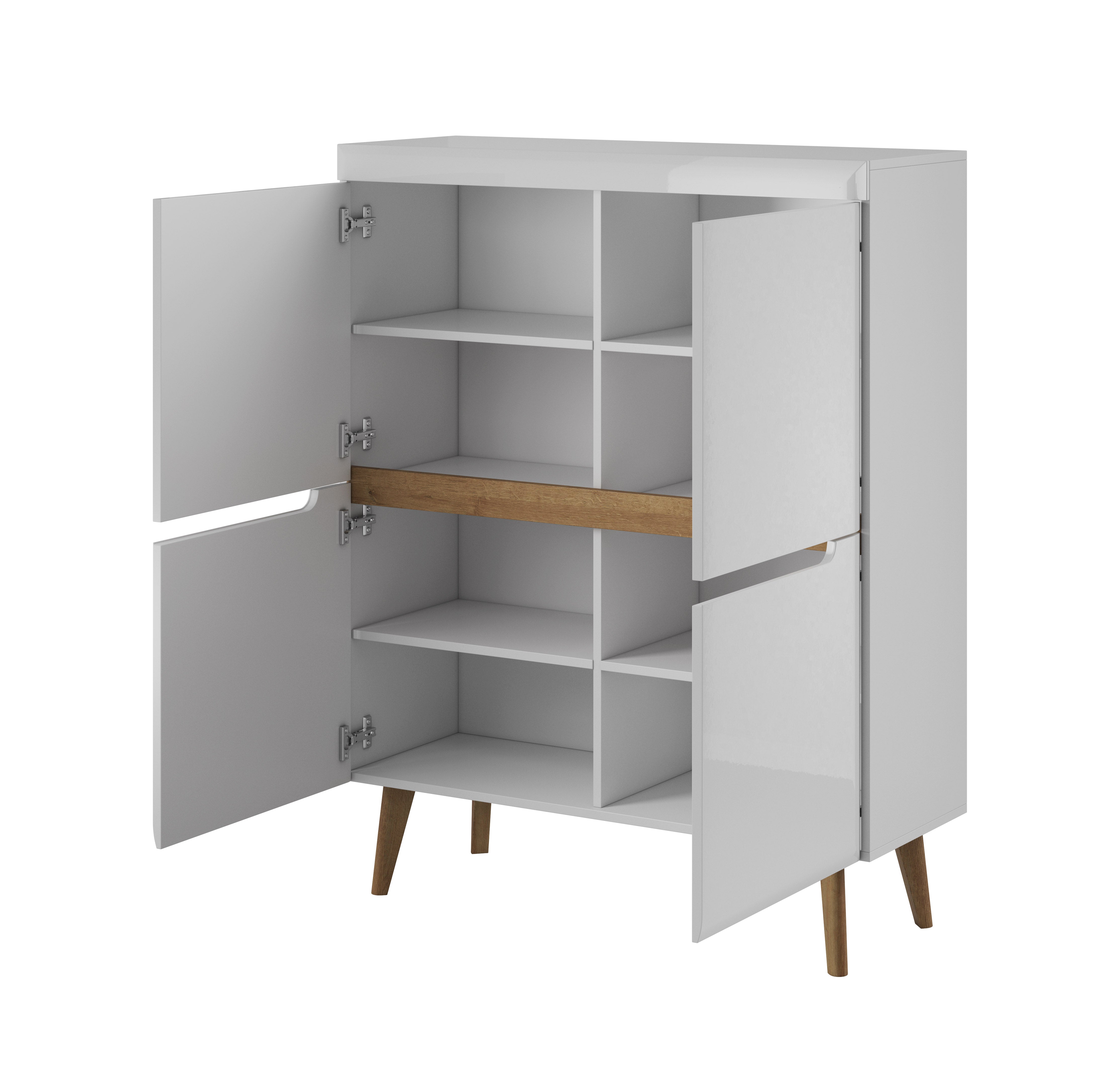 Nordi Cabinet White- Scandic Style whit Four Push to Open System Doors