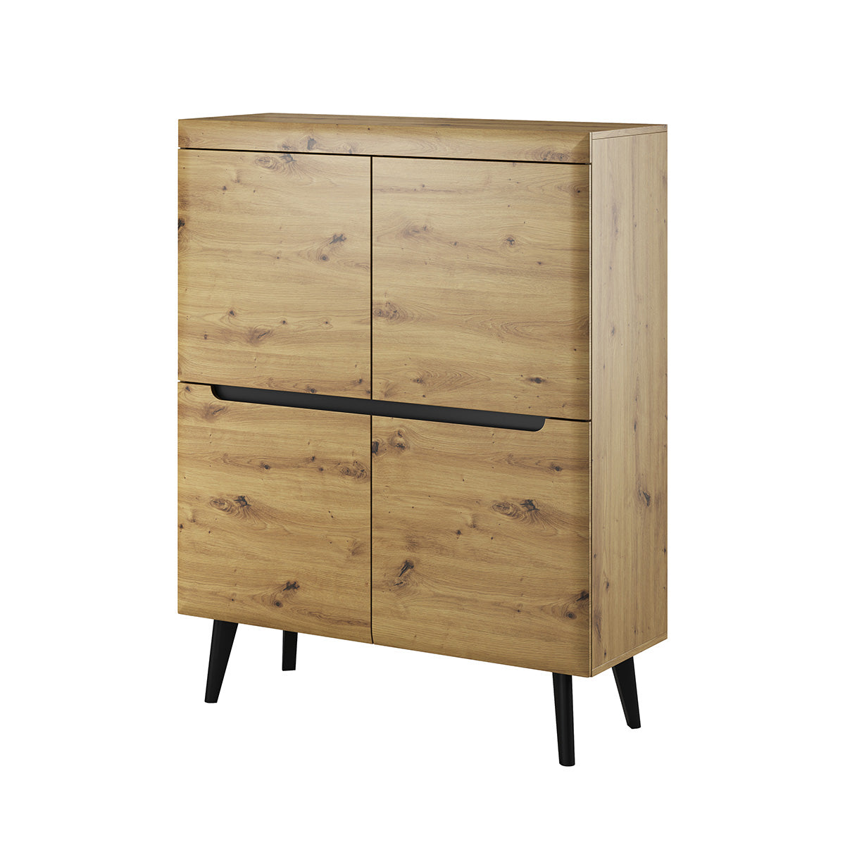 Nordi Chest of Cabinet Oak - Scandic Style whit Four Push to Open System Doors