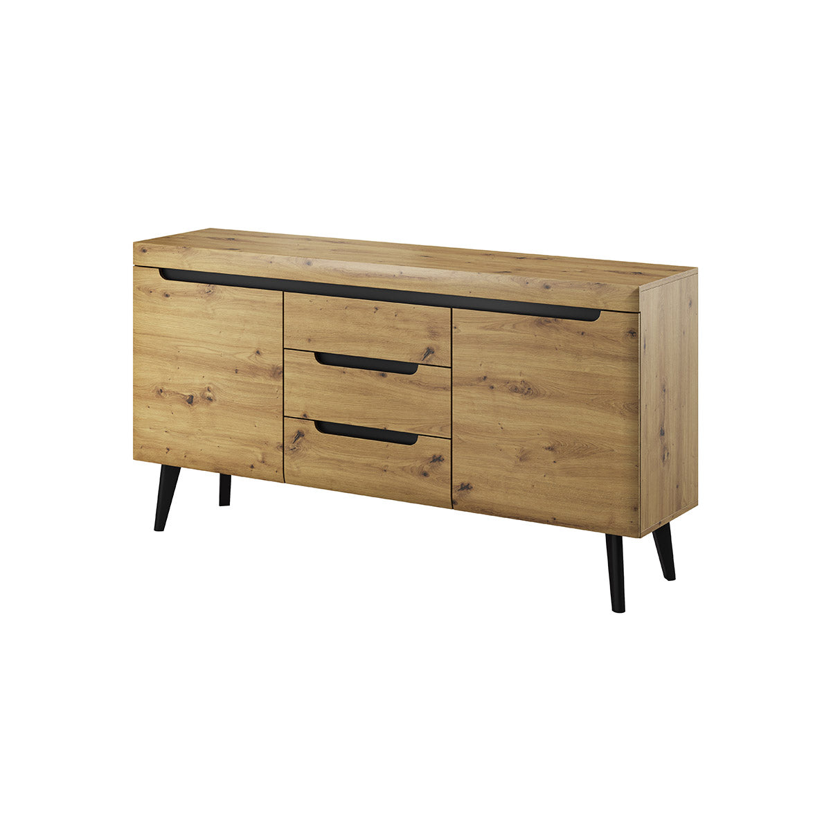 Nordi Chest of Drawers Artisan Oak- Scandic Style whit Two Push to Open System Doors and Three Drawers
