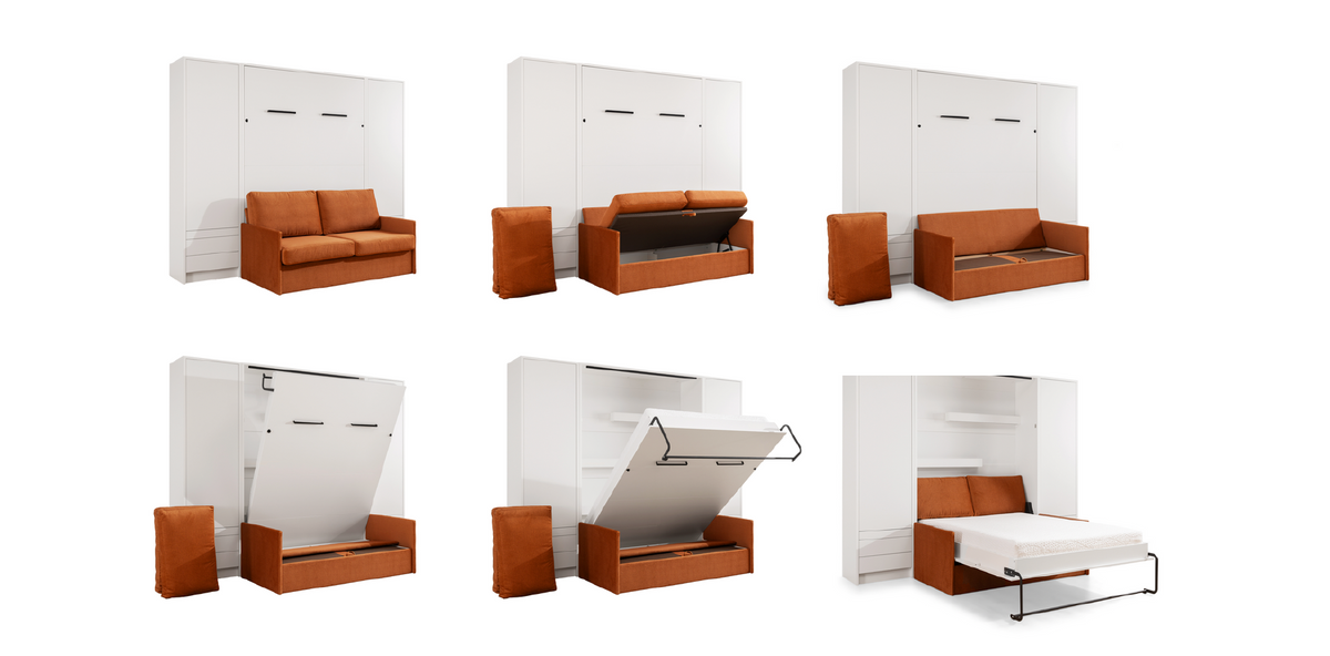 Customizable Genius Murphy Bed Set with Sofa 140×200 cm – Cashmere