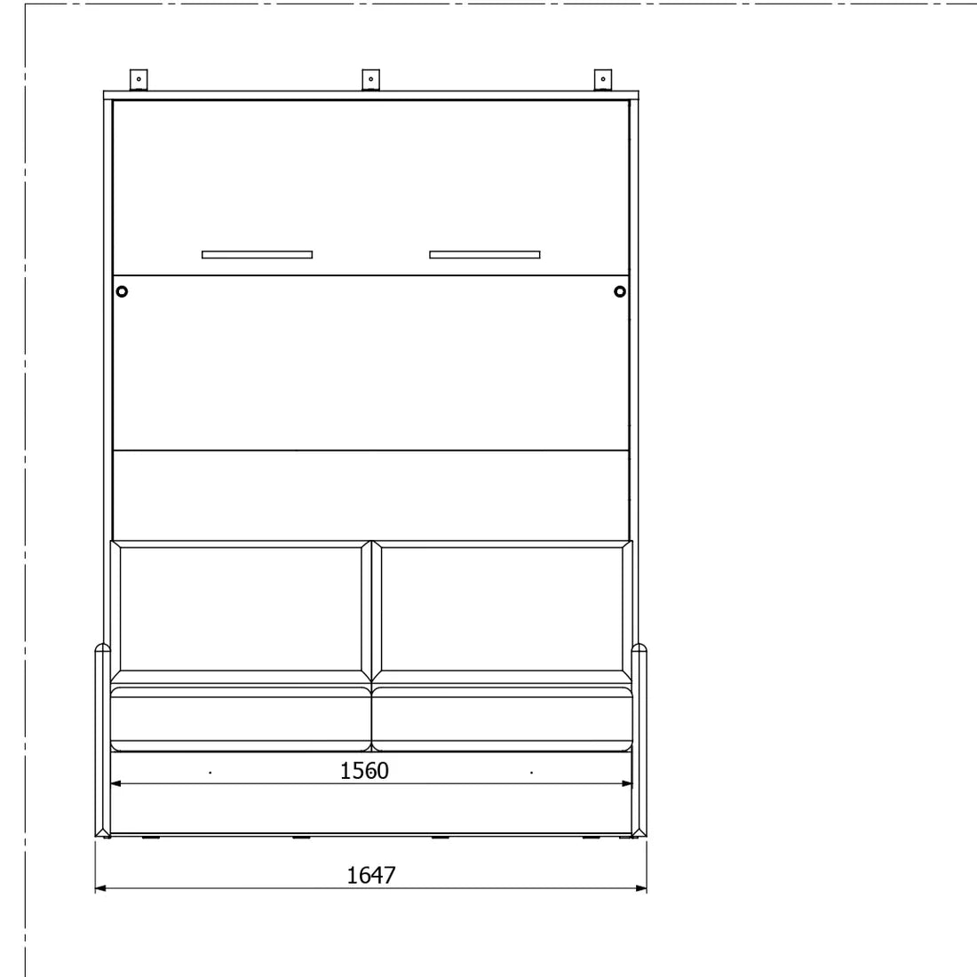 Genius Schrankbett 140x200 cm mit ECO-LEDER Sofa - Weiß Hochglanz