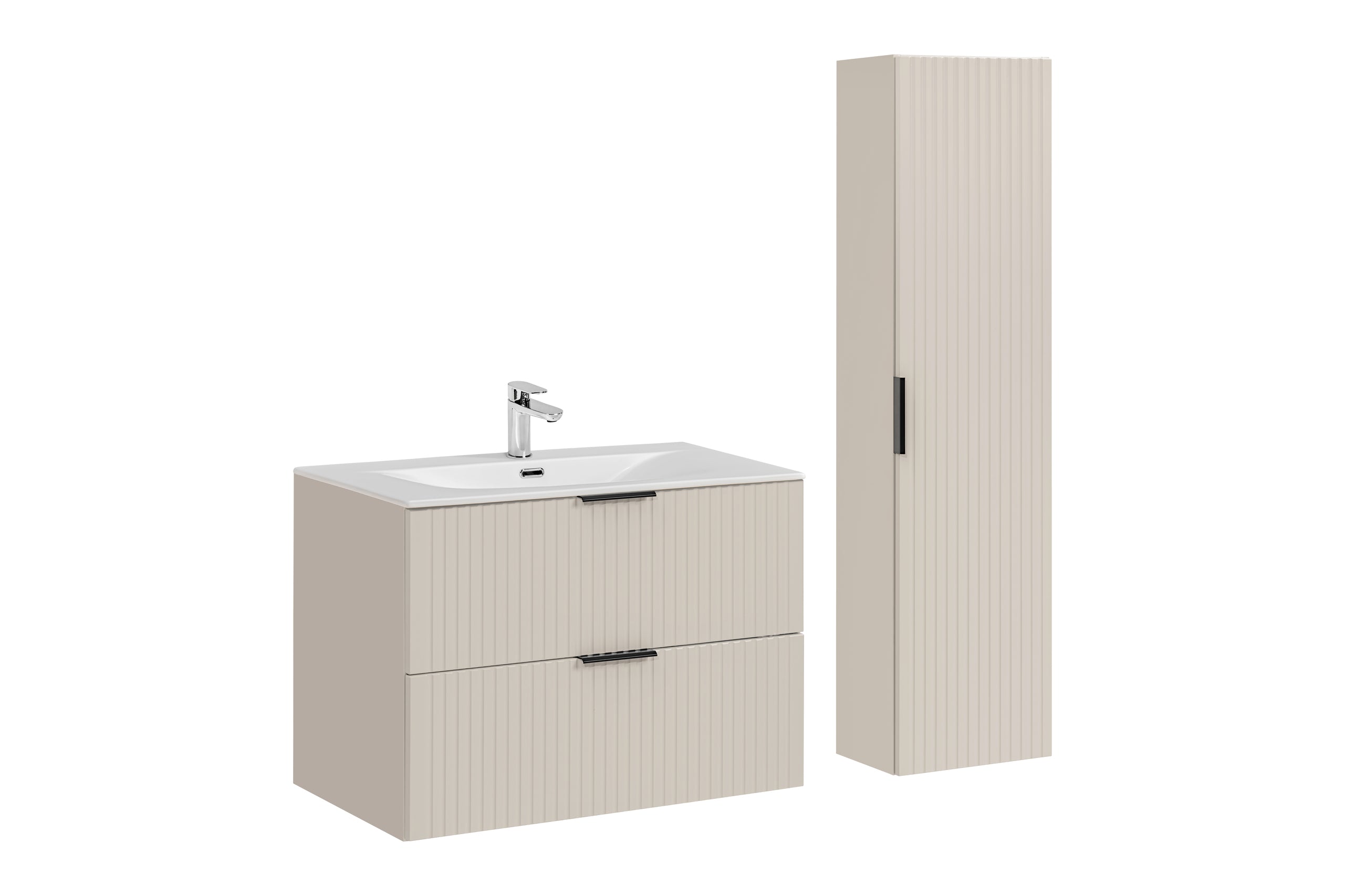 Adel Cashmere Badezimmer-Set mit Hochschrank 80 cm Sky SSET-ADC