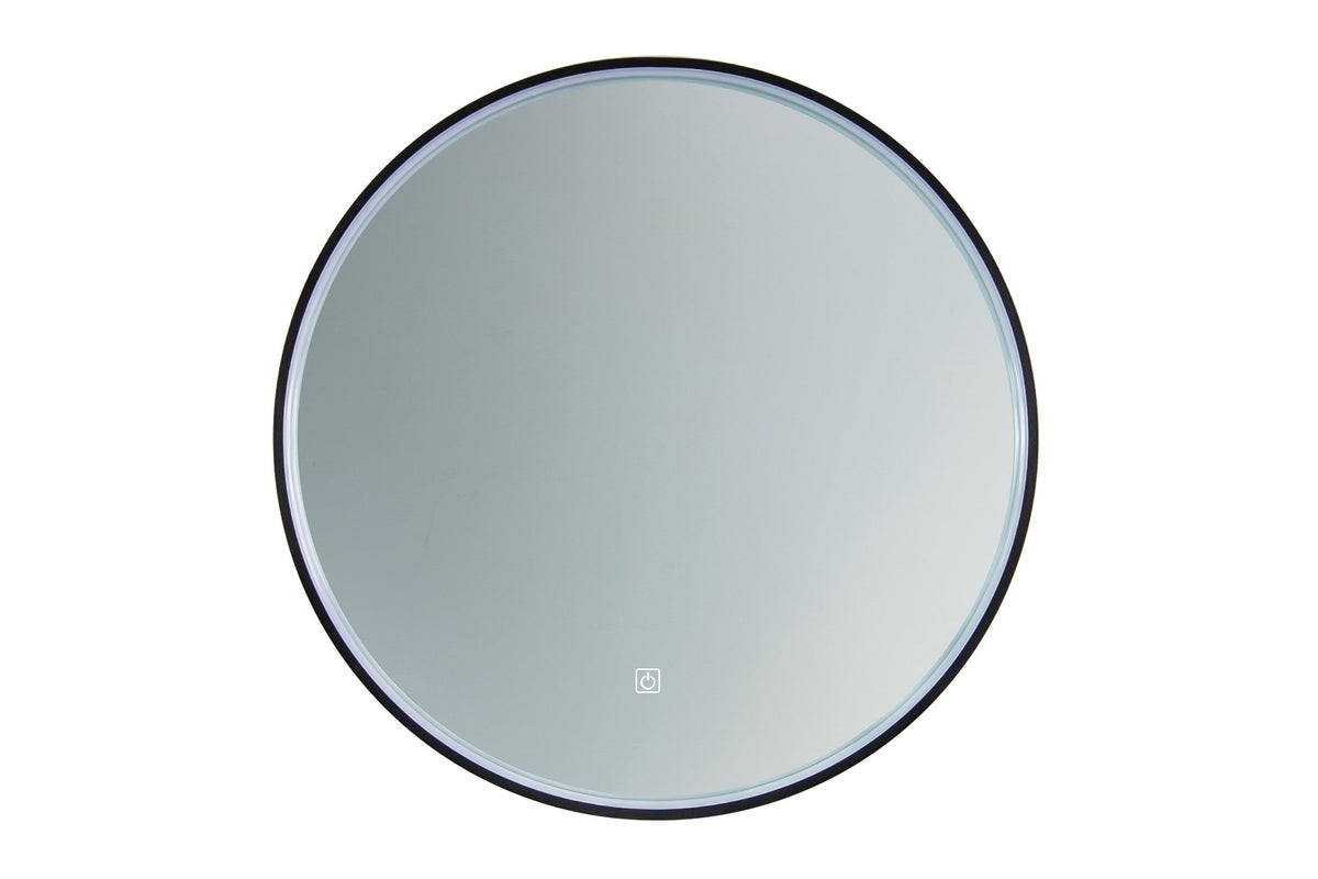 Sirius LU LED 80 – Round LED Bathroom Mirror with Black Frame, 80 cm