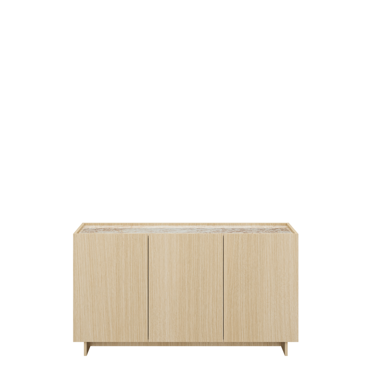SOBA 3-Door Sideboard – Copenhagen Oak with Beige Stone-Effect Top, 150 cm